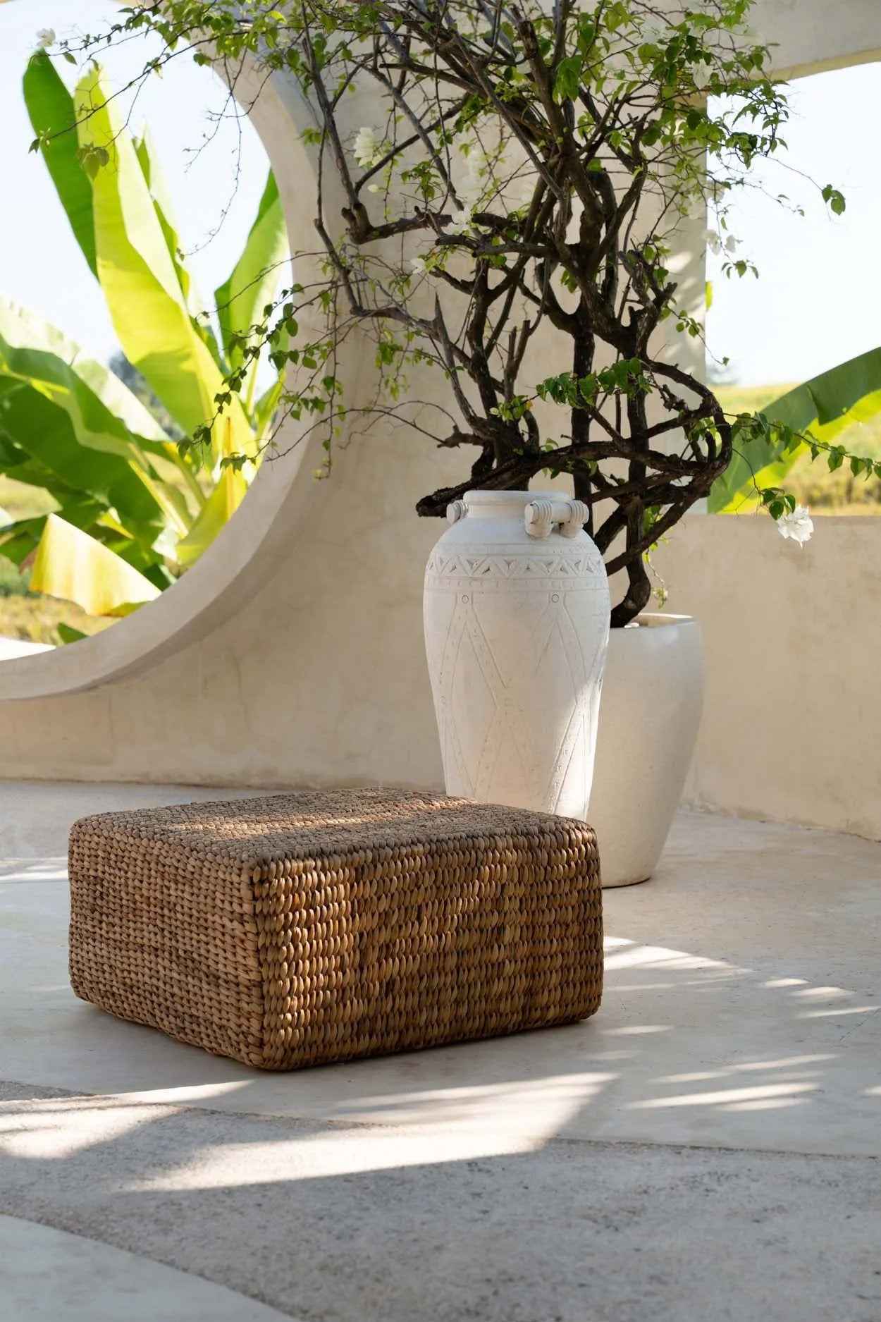 Bambua Hyacinth pouf quadrato naturale M giacinto d’acqua