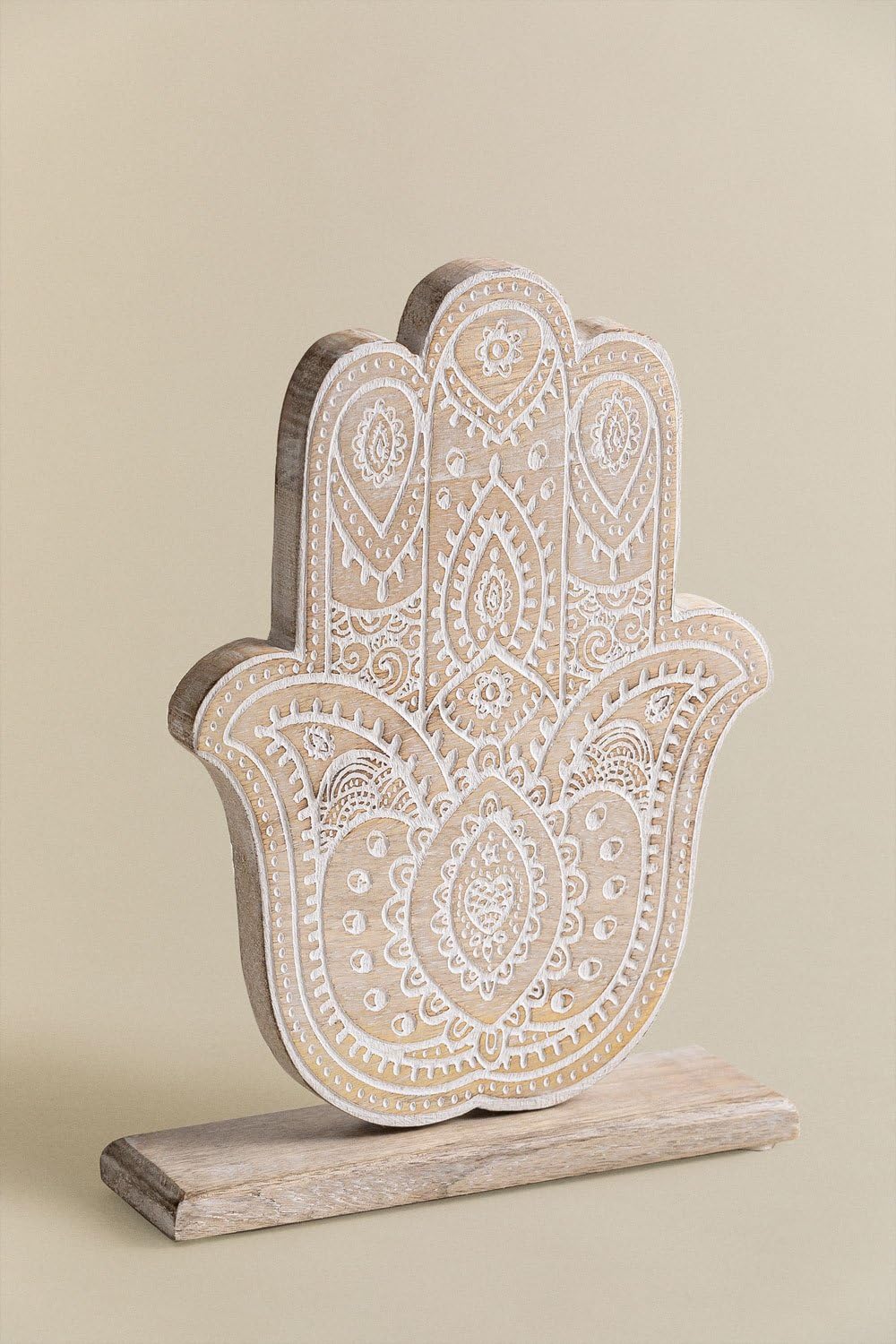 Sklum Biaru Figura Decorativa Legno Mango Bianca
