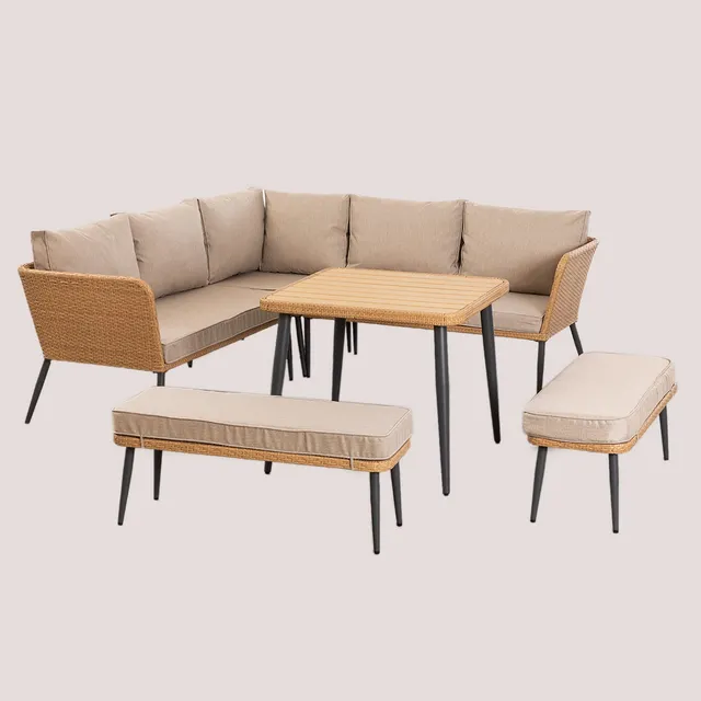 Sklum Kylor set giardino marrone naturale 6 pezzi