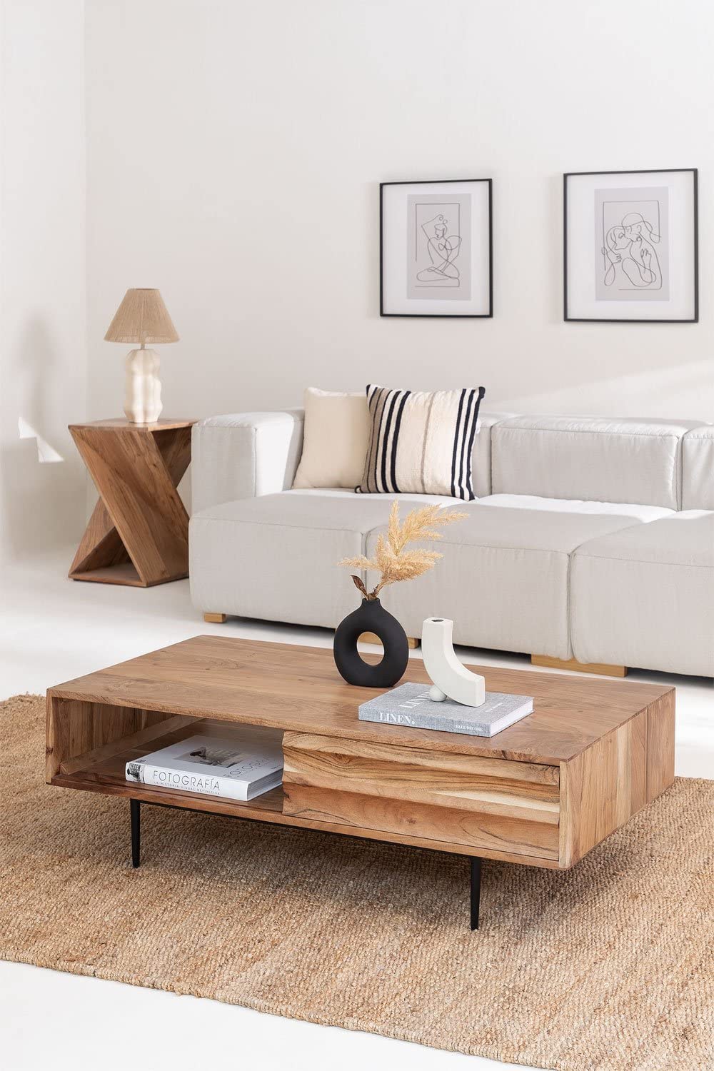 Sklum Petter Tavolino Caffè 120x60 Acacia Marrone