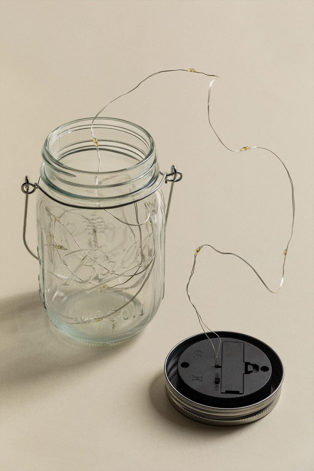 Sklum Zol vaso solare vetro 13 cm ghirlanda LED