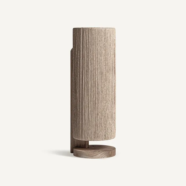 Bambua Jacquard Lampada da Tavolo in Legno e Rafia