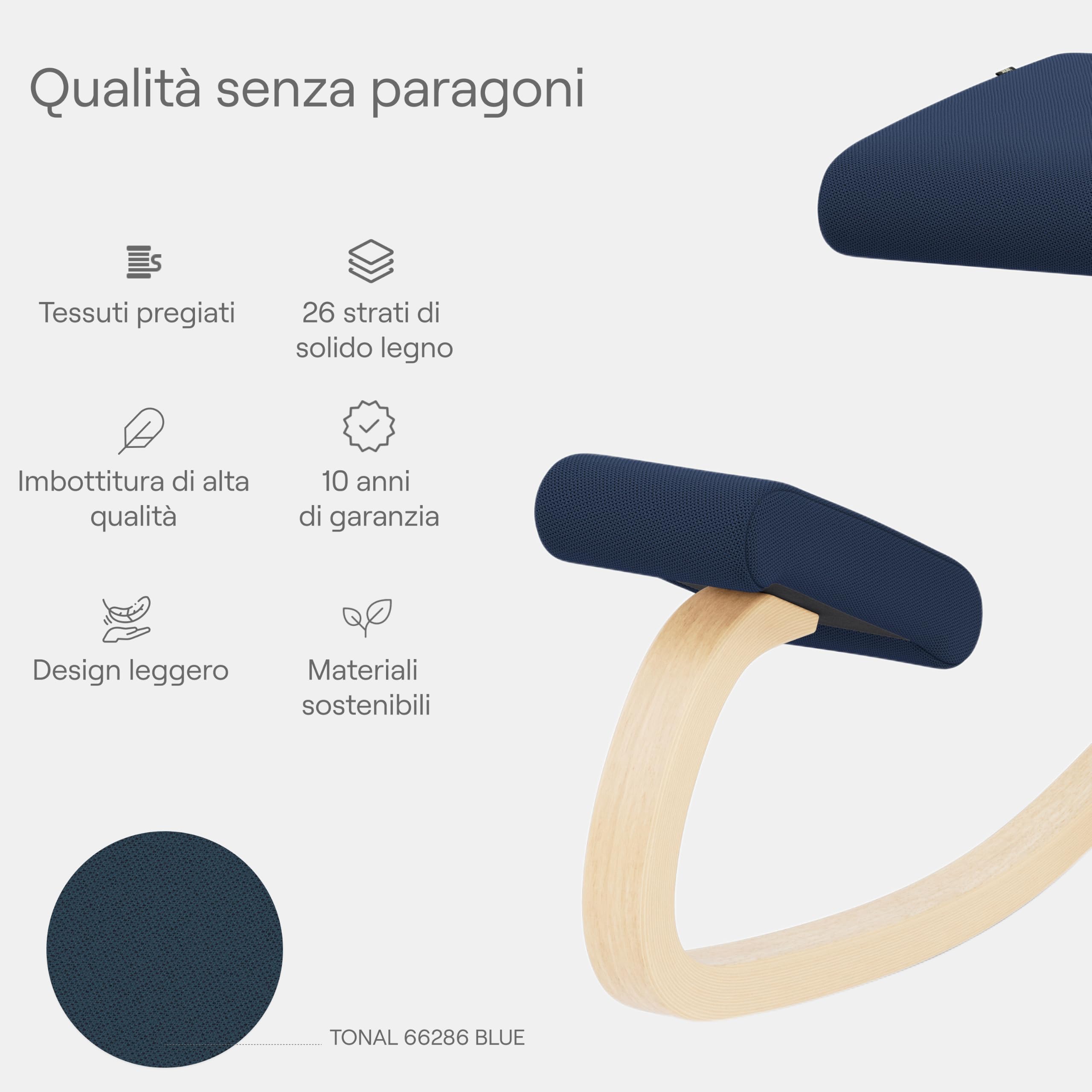 Varier Variable sedia ergonomica naturale blu a dondolo
