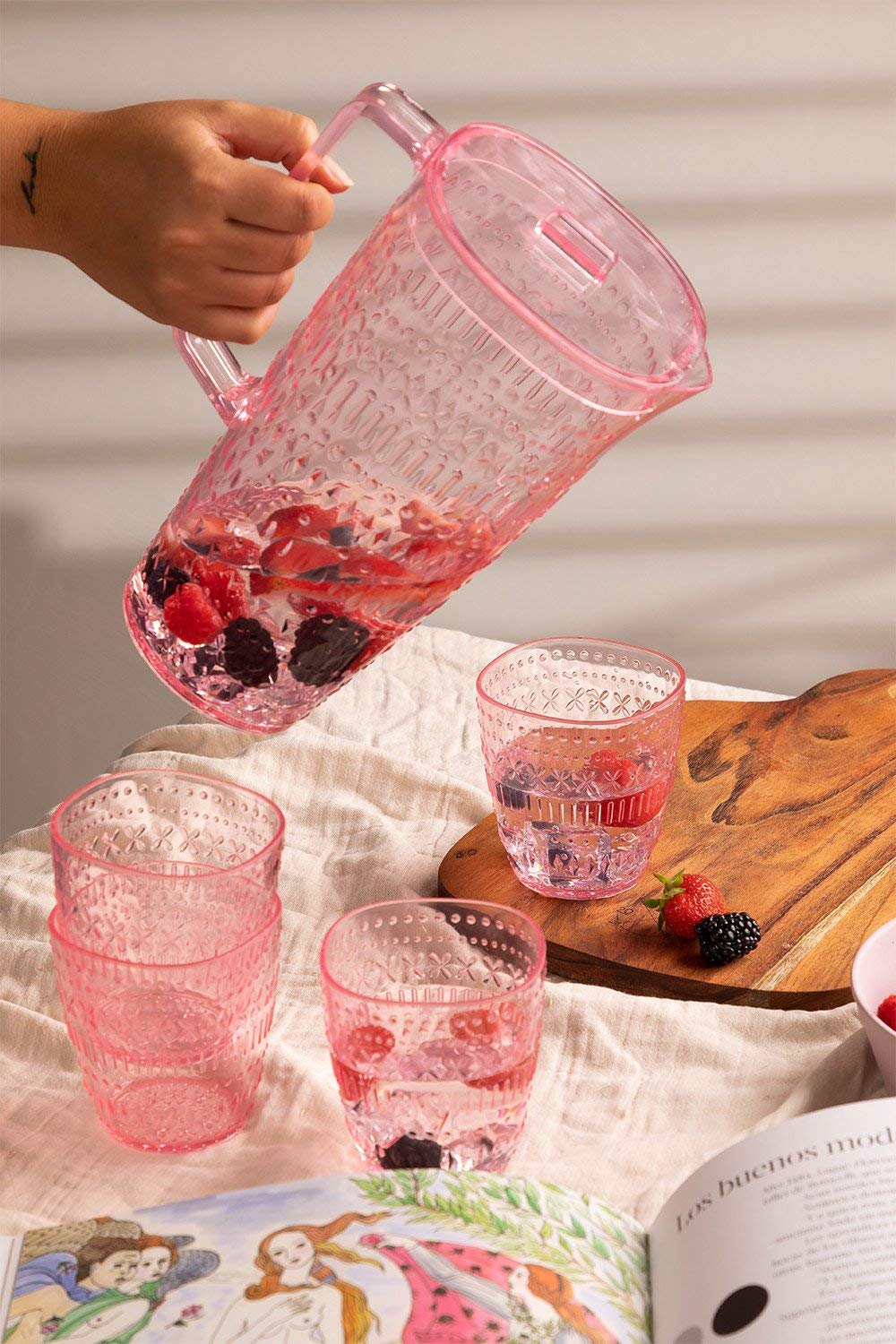 Sklum Brandon Caraffa 2L con 4 Bicchieri 40cl Rosa