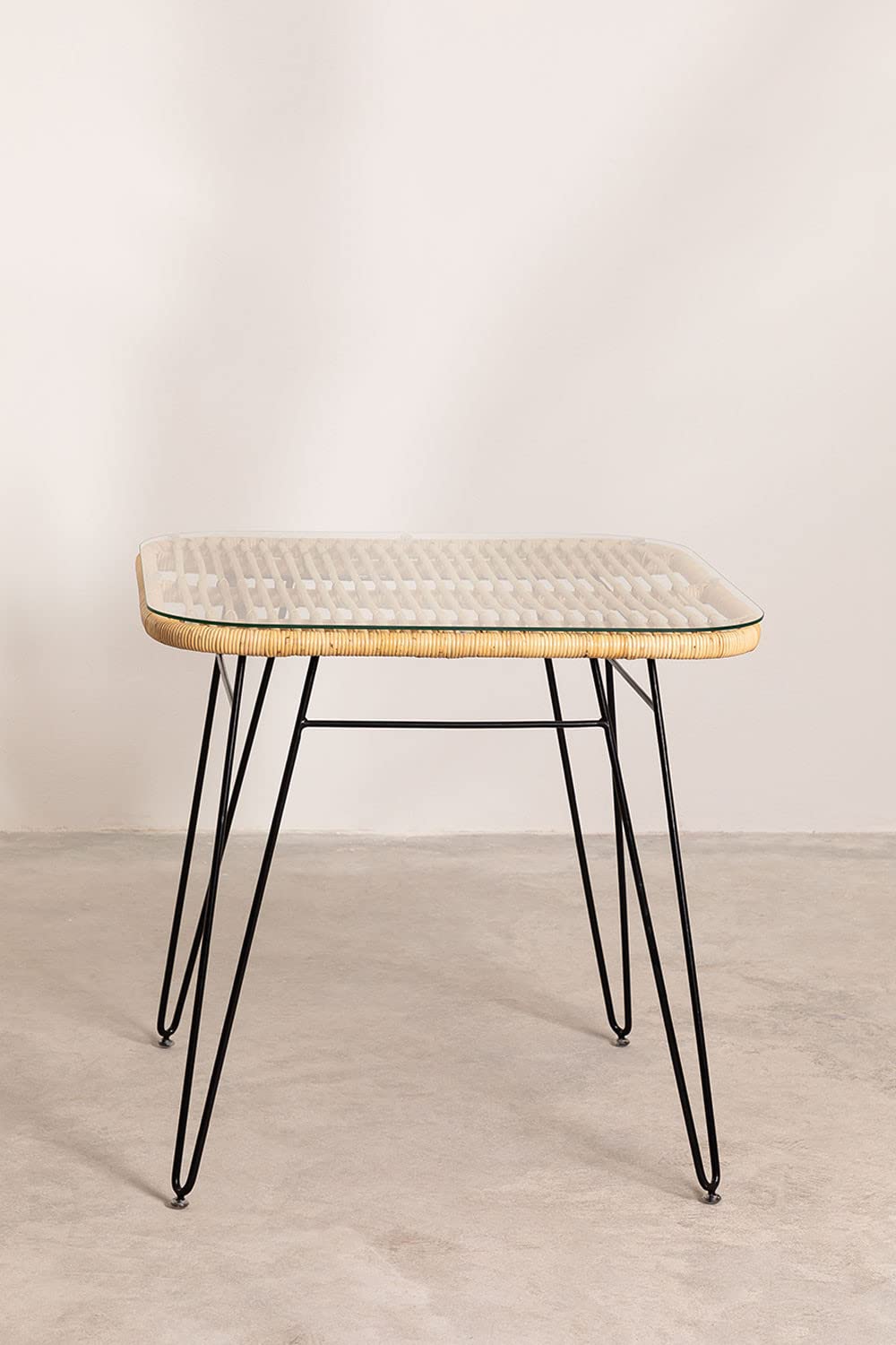 Sklum Zenta Tavolo Pranzo Quadrato 80x80 Rattan Marrone