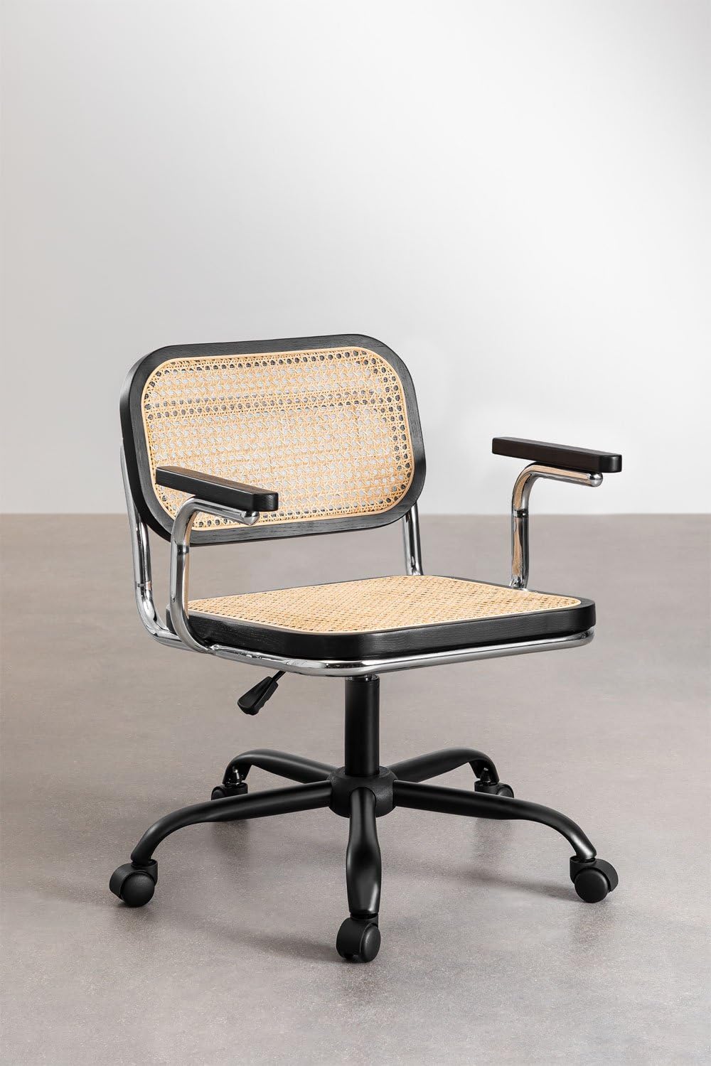 Sklum Tento Nera sedia scrivania rattan naturale