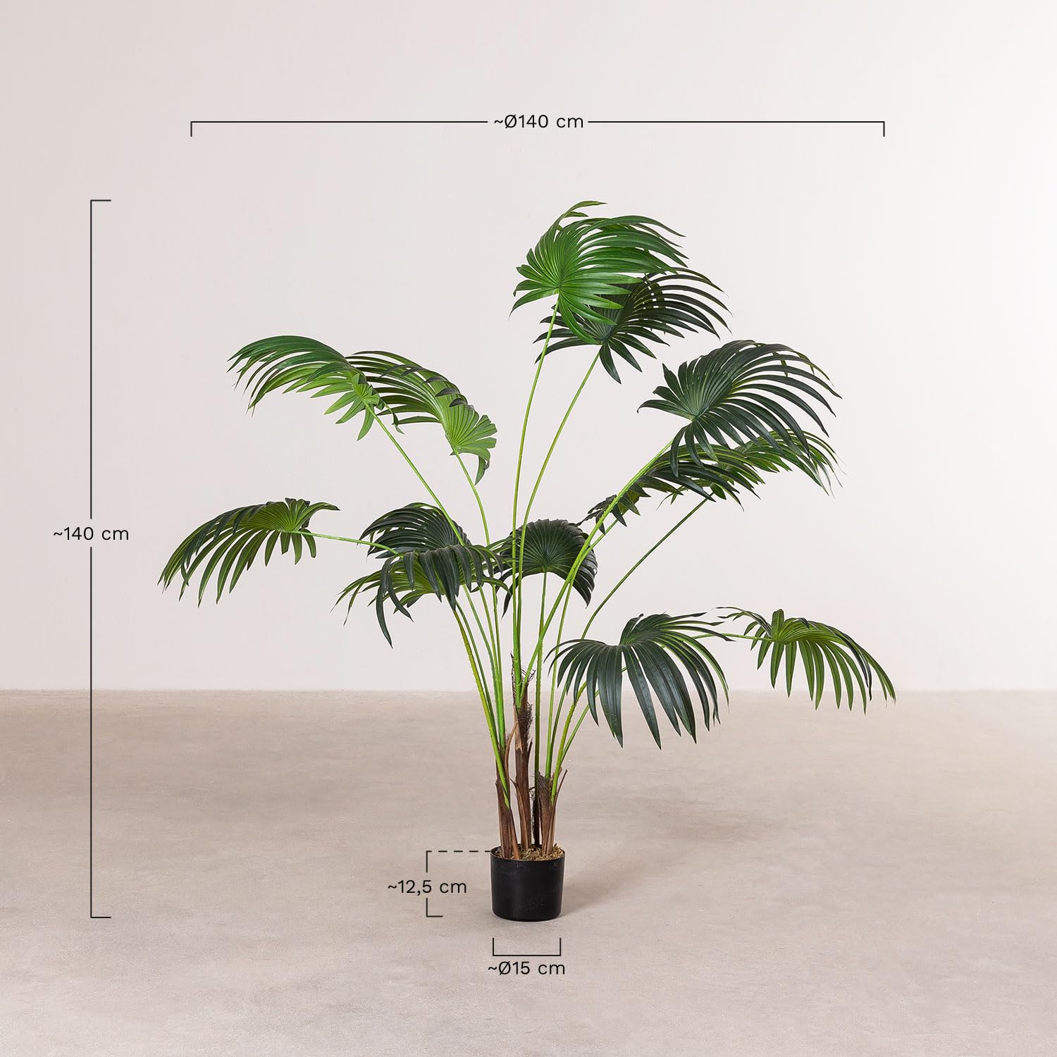 Sklum Palmera Fan pianta artificiale 140 cm in PVC