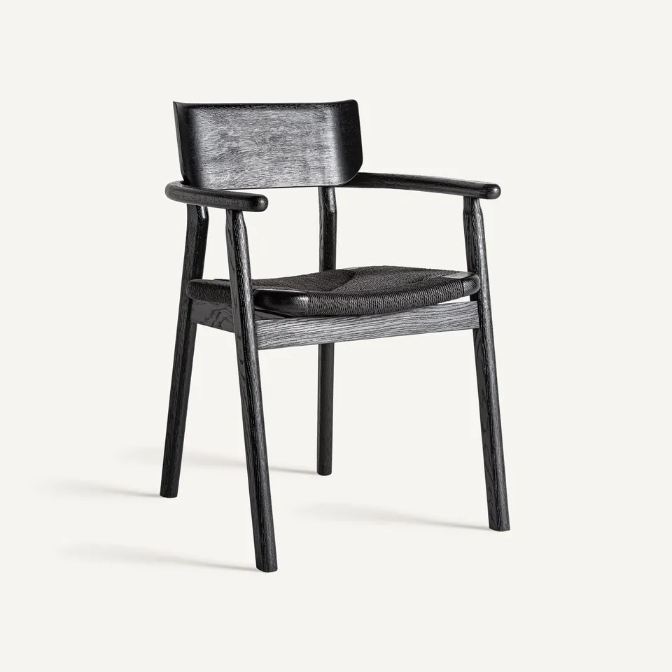 Bambua Tasque sedia da pranzo rovere nero fibra