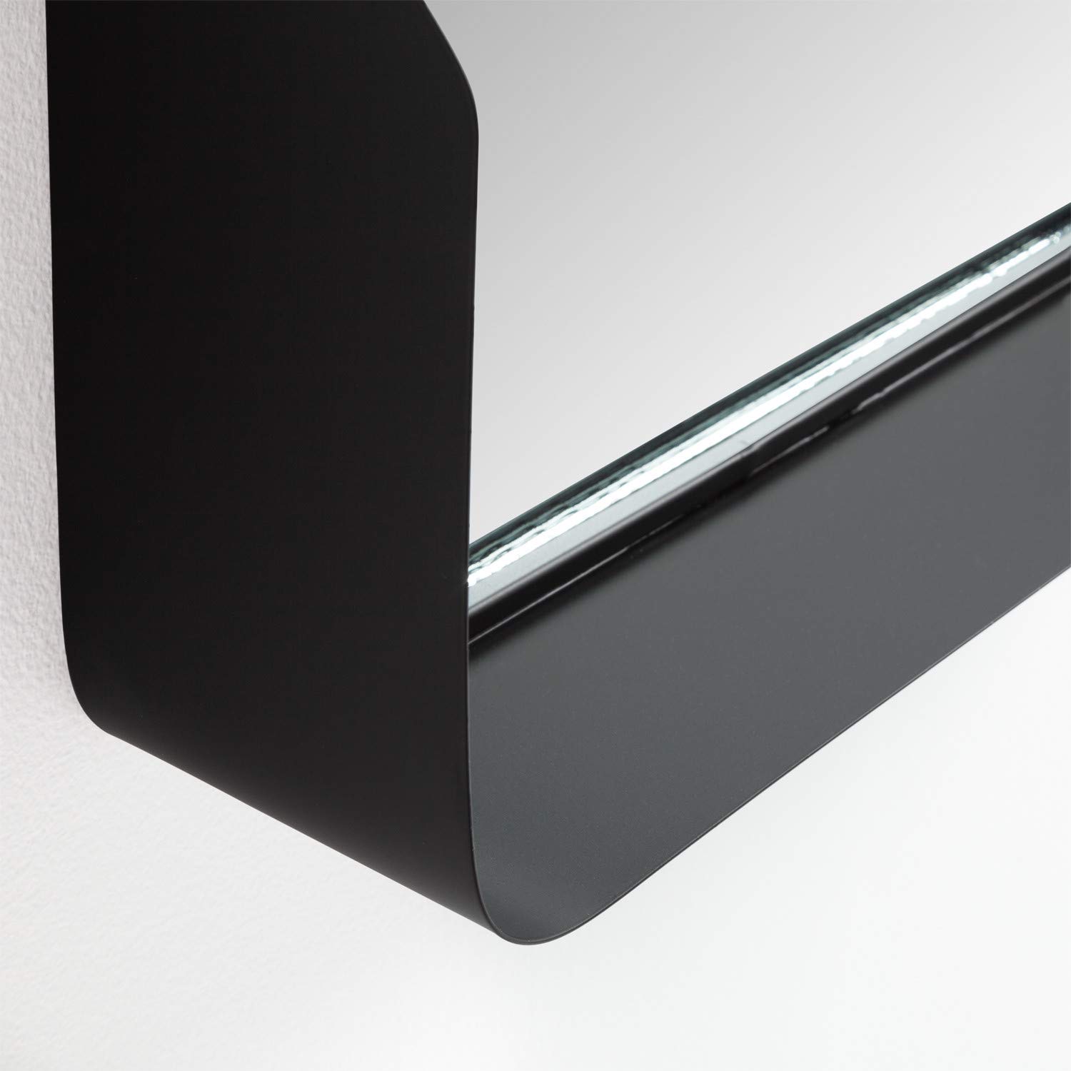 Sklum Arso specchio quadrato a parete nero 51 cm mensola