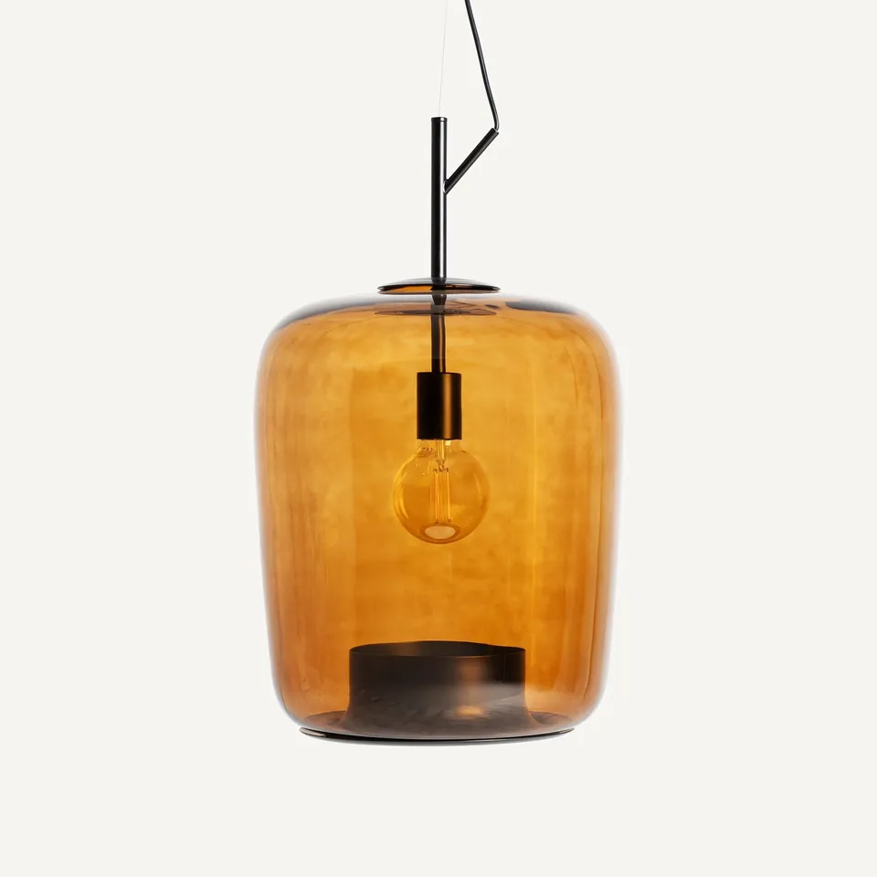 Bambua Cubik lampada soffitto vetro ambra