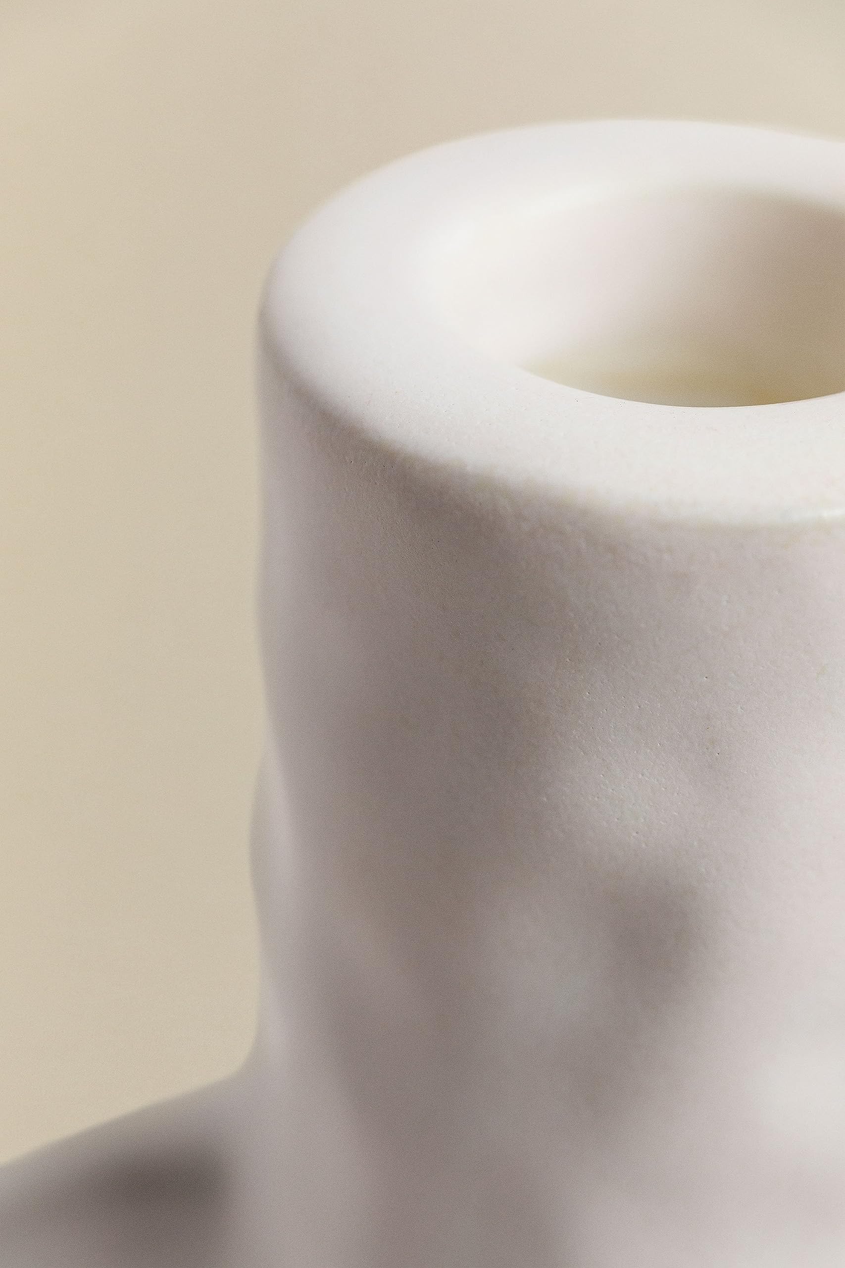 Sklum Trond Portacandele Ceramica Bianco 15 cm