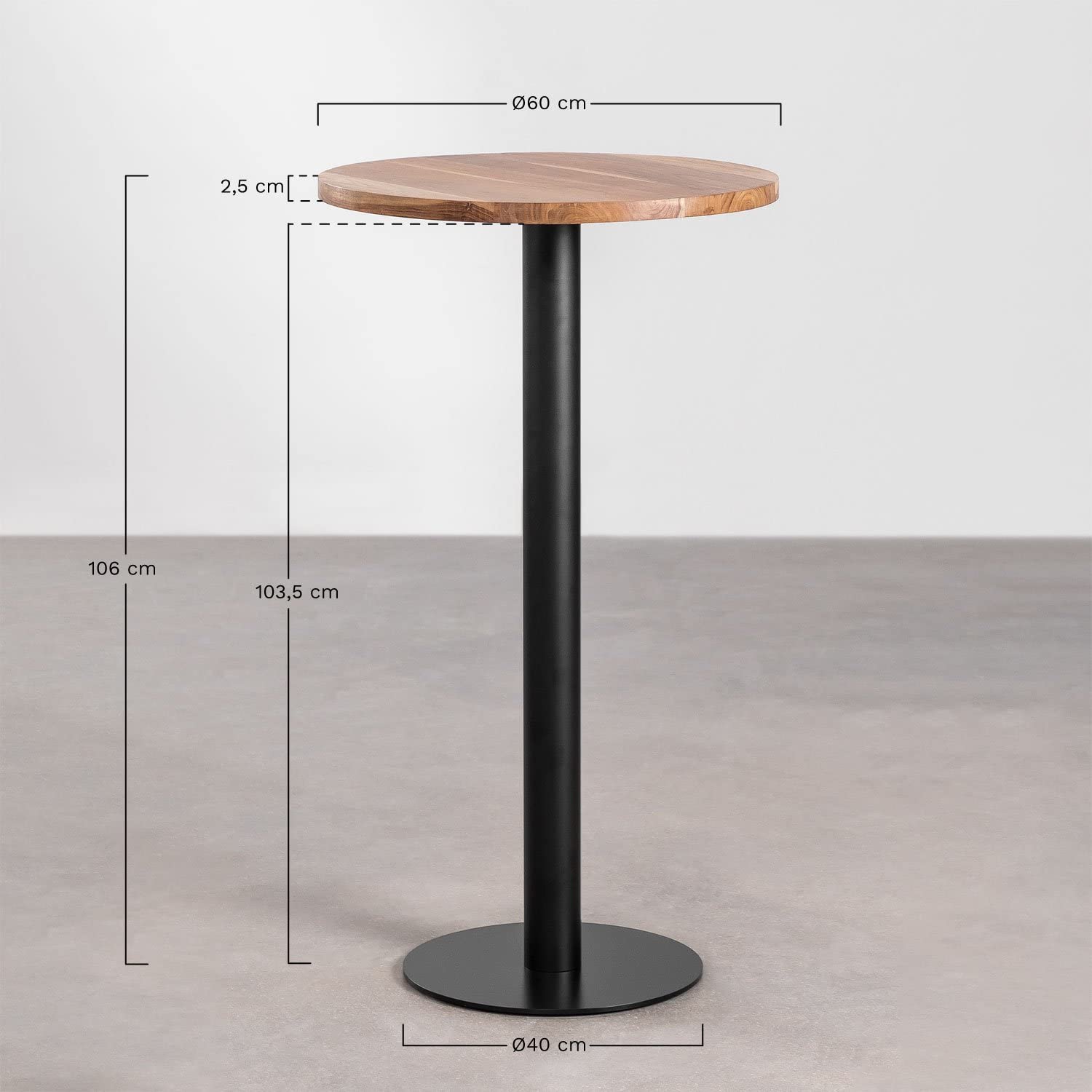 Sklum Macchiato Tavolo Alto Rotondo 60 cm Acacia