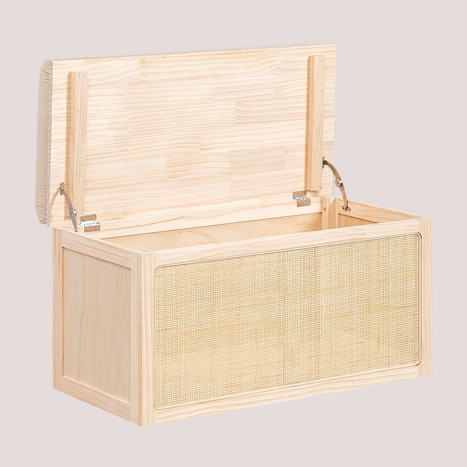 Sklum Reyna Baule in Pino e Rattan con Cuscino
