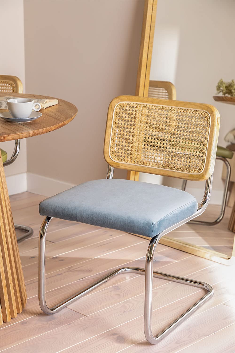 Sklum Tento sedia pranzo velluto vintage blu niagara