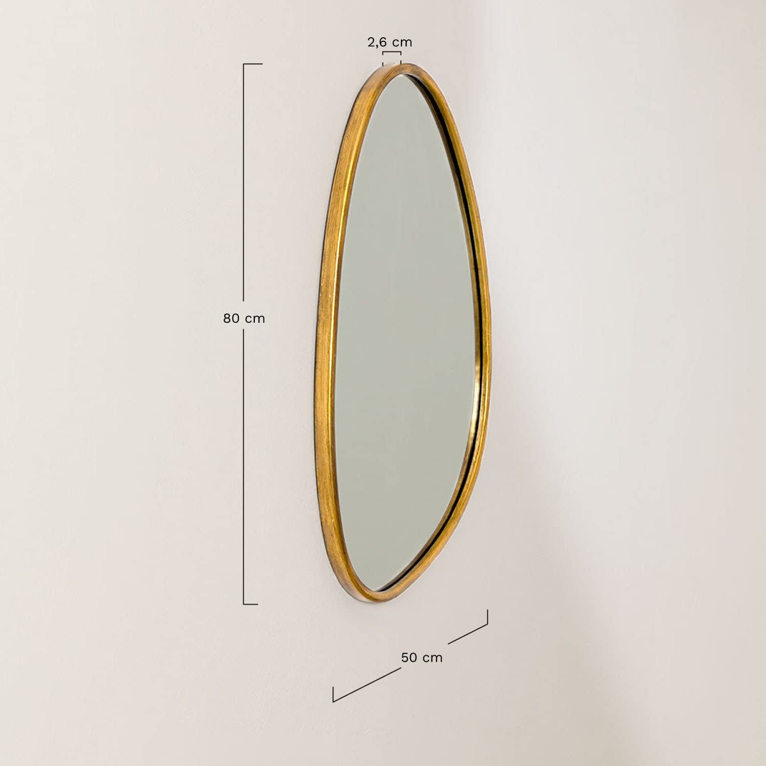 Sklum Flora specchio parete 80x50 cm cornice oro