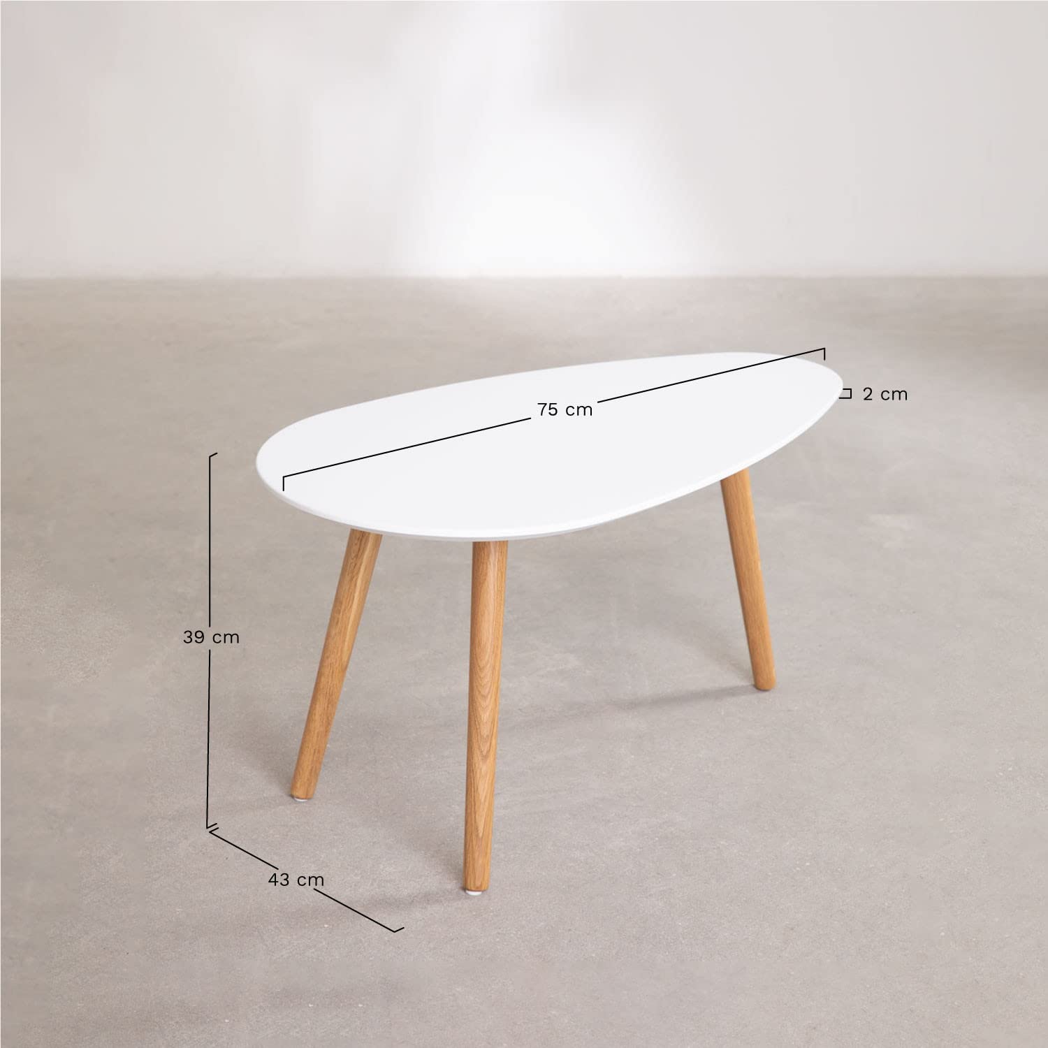 Sklum Gudda Tavolino Legno Frassino Bianco 75 cm