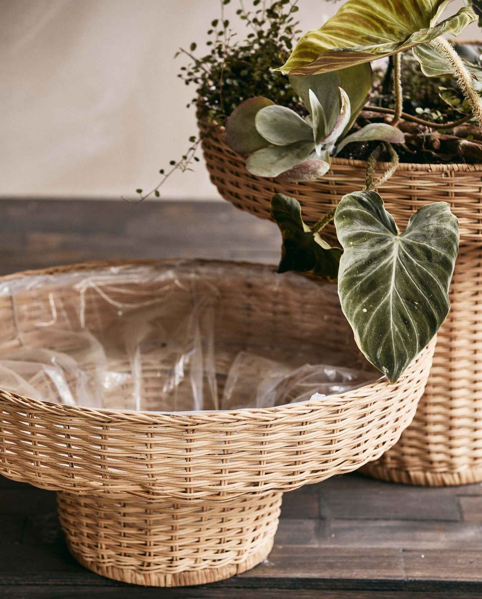 Bambua Laurie portavaso basso in rattan nature