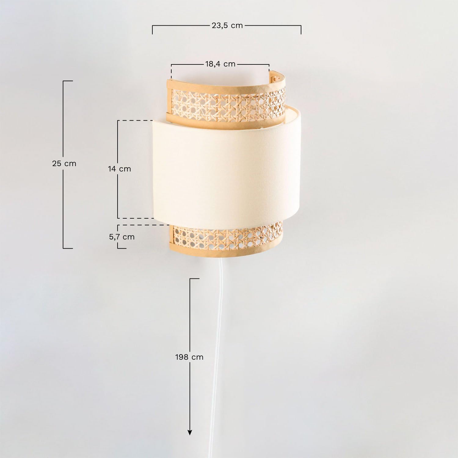 Sklum Satu Lampada da Parete Applique Rattan 25 cm