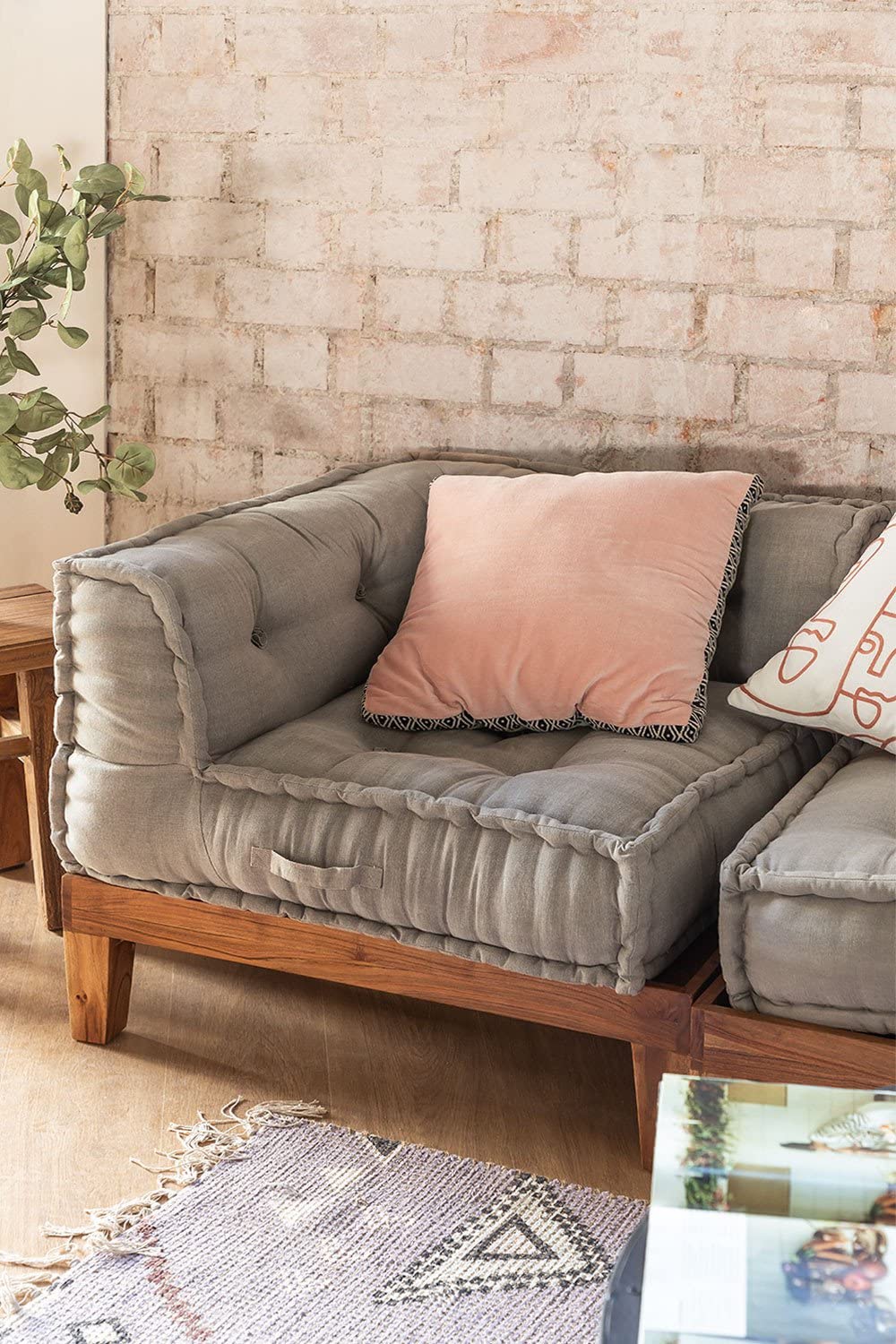 Sklum Dhel pouf modulare grigio chiaro cotone 83 cm