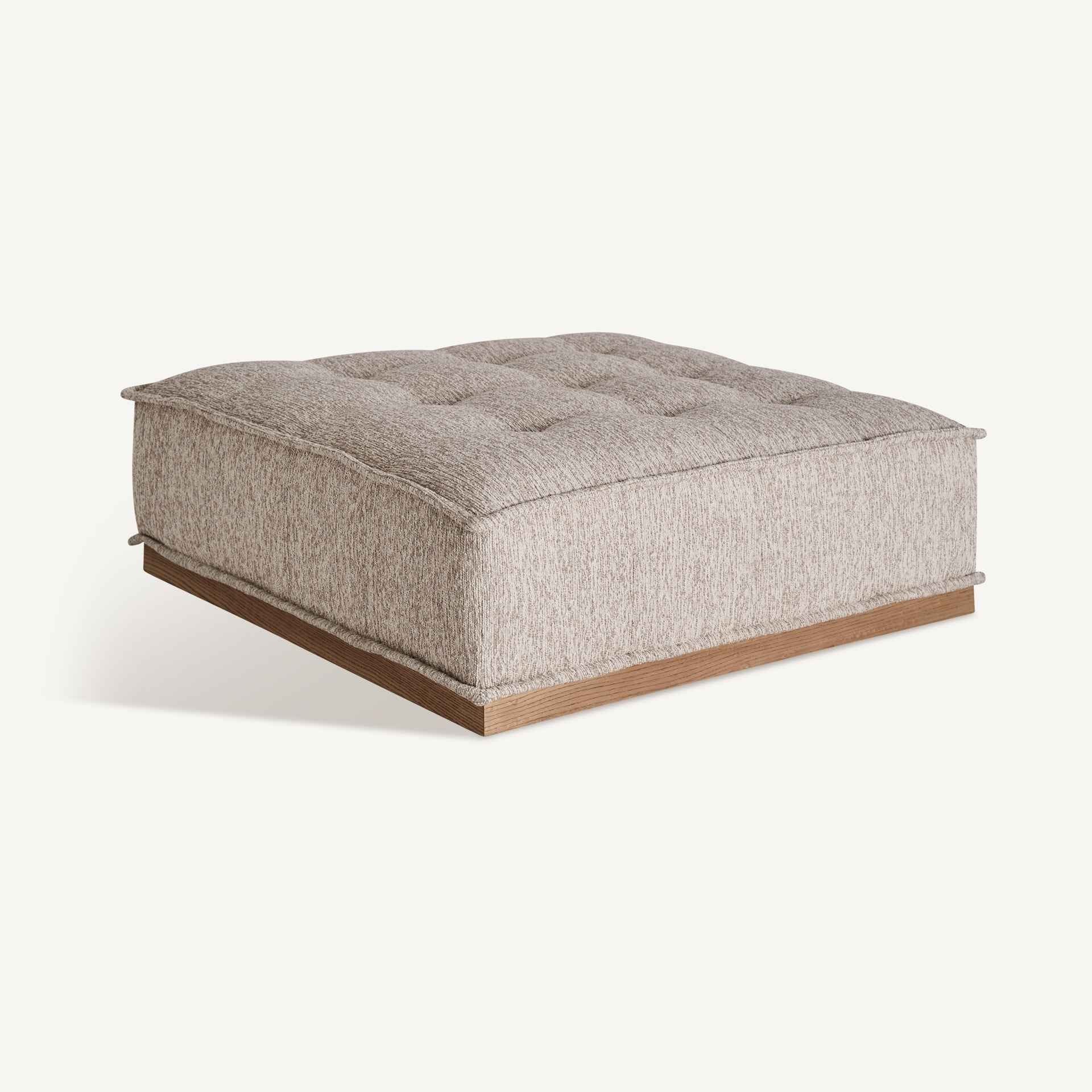 Bambua Vittel Pouf Beige in Tessuto e Pino