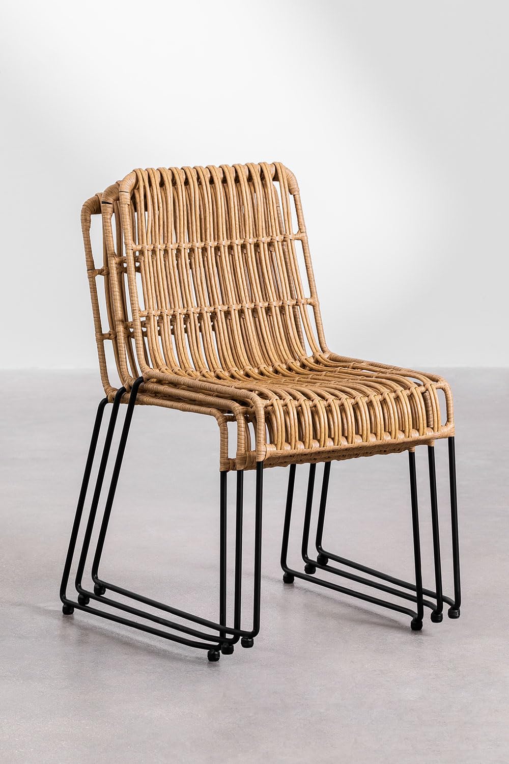Sklum Aroa Set 4 Sedie Giardino Rattan PE Impilabili