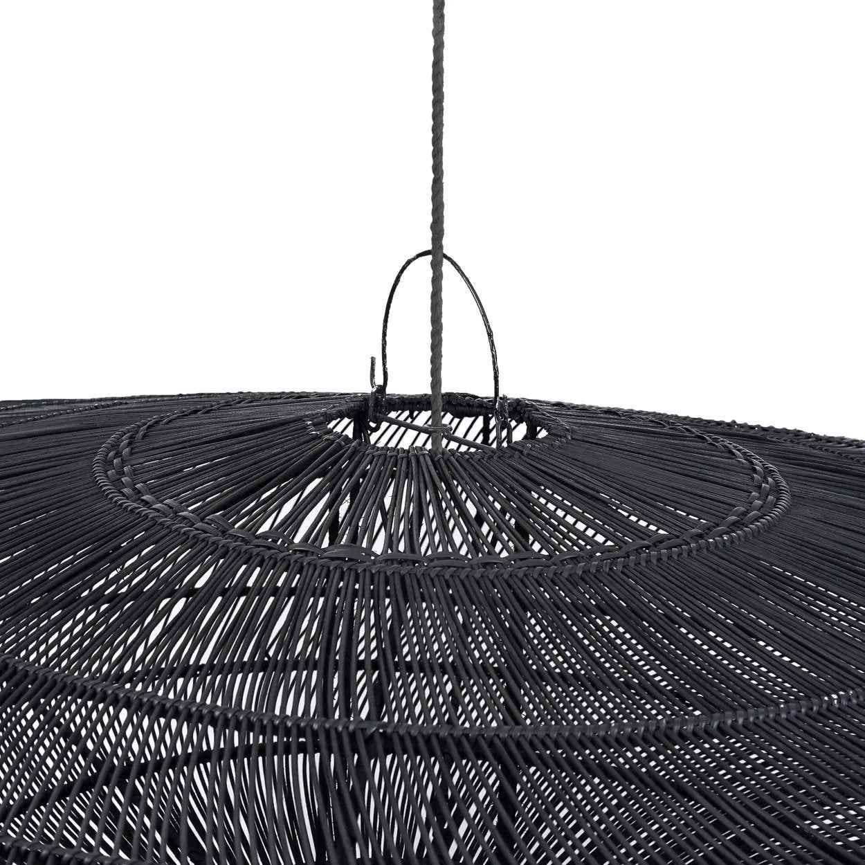Bambua Macaron lampada a sospensione XL nera rattan