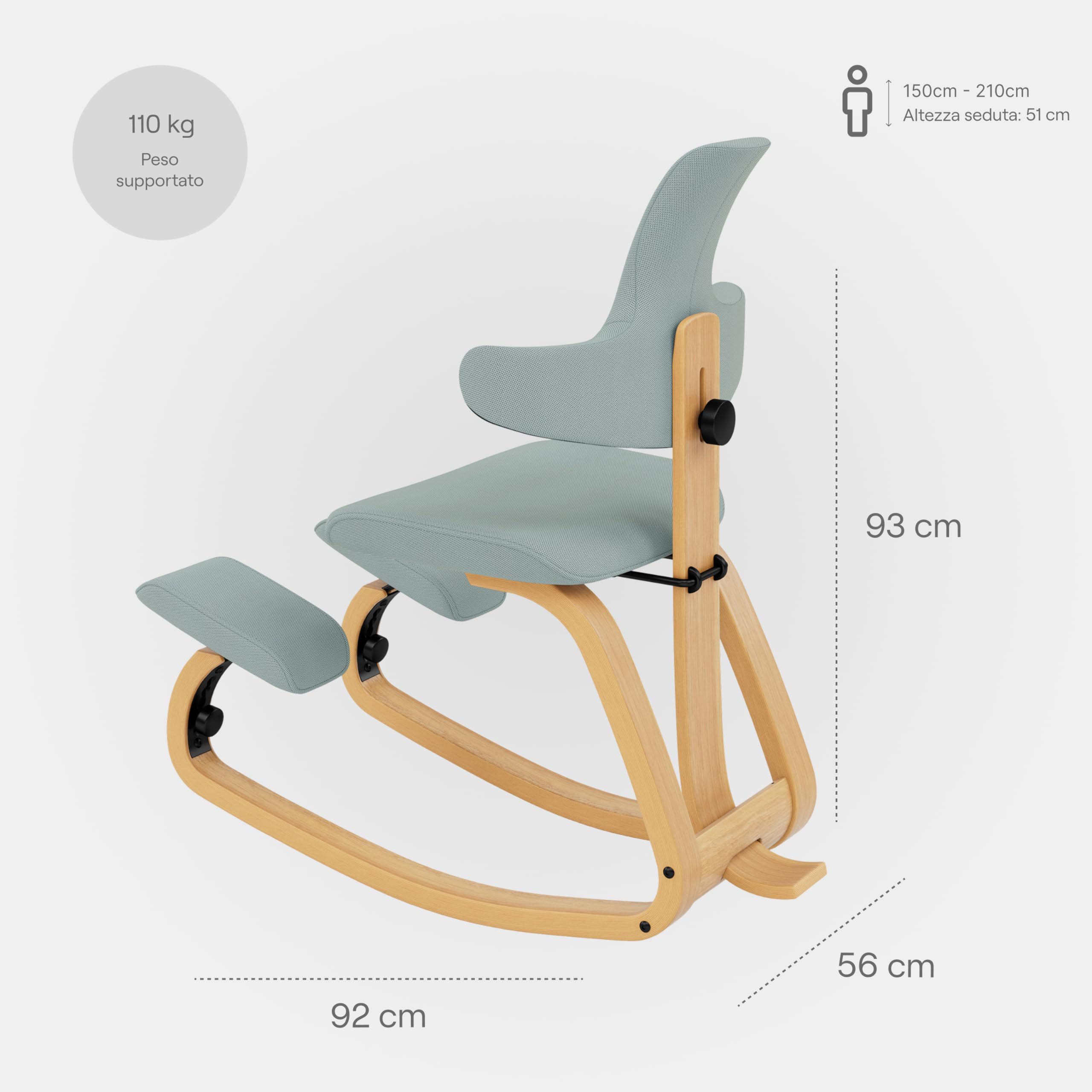 Varier Thatsit sedia ergonomica light brown light green