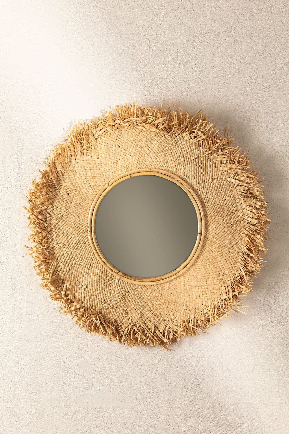 Sklum Deani specchio rotondo rafia natural Ø55 cm