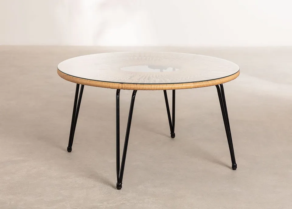 Sklum Kuman tavolino giardino rotondo rattan naturale Ø90 cm