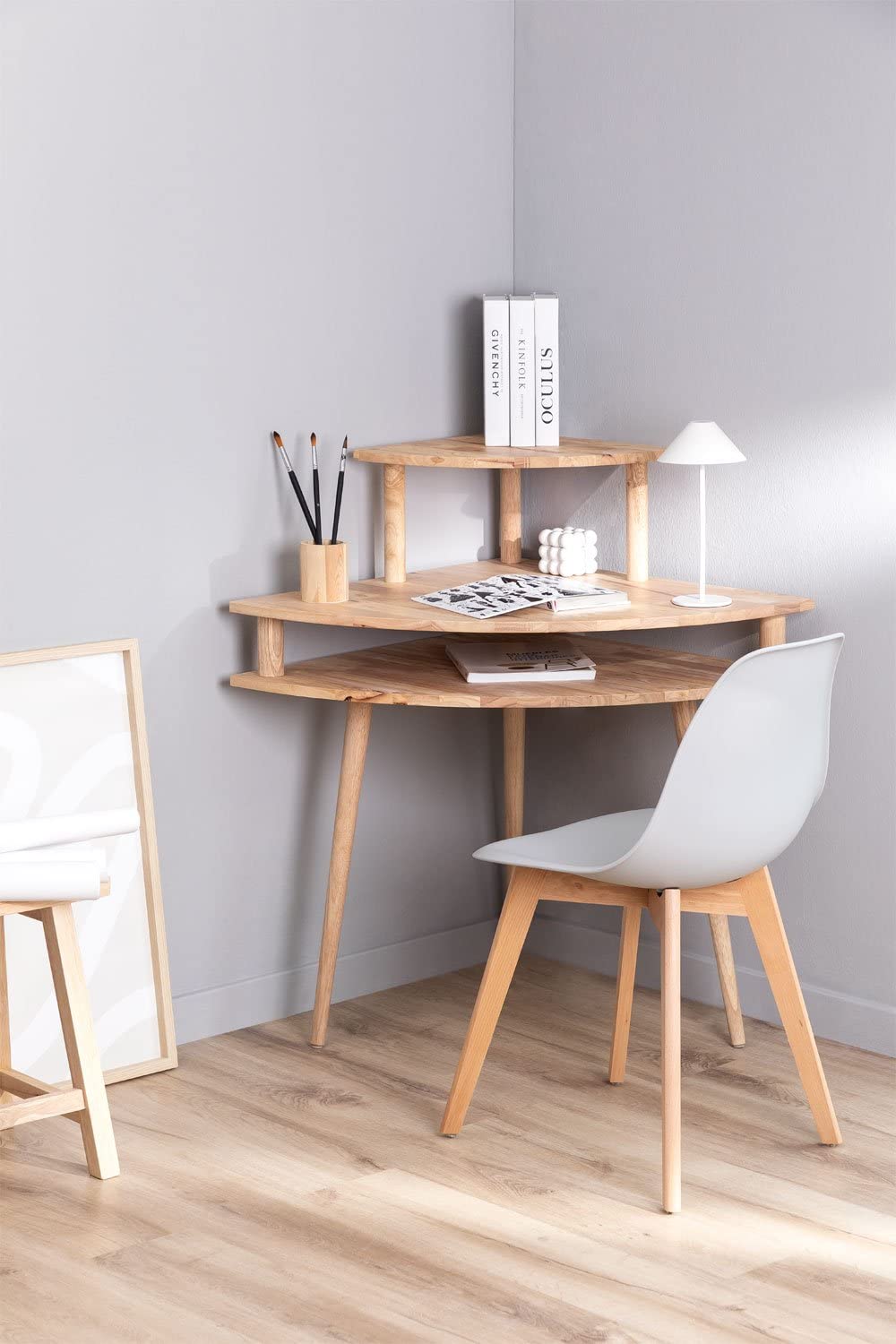 Sklum Arlan Scrivania Angolo in Legno Naturale 99 cm