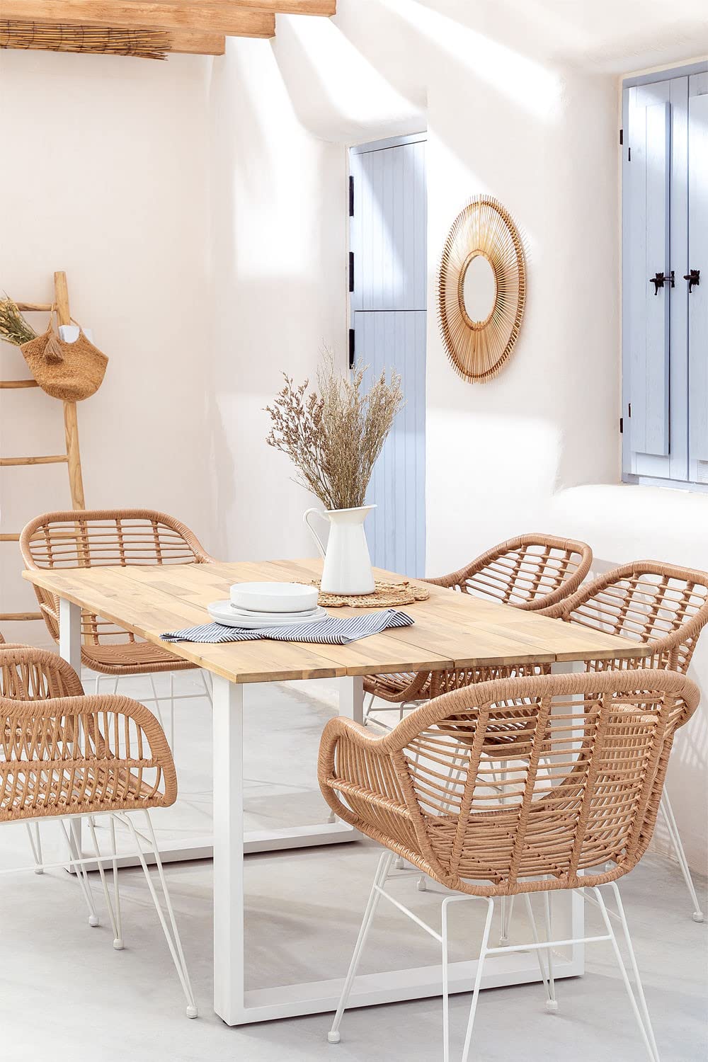 Sklum Melina Tavolo Giardino Rettangolare 160x90 Bianco Acacia