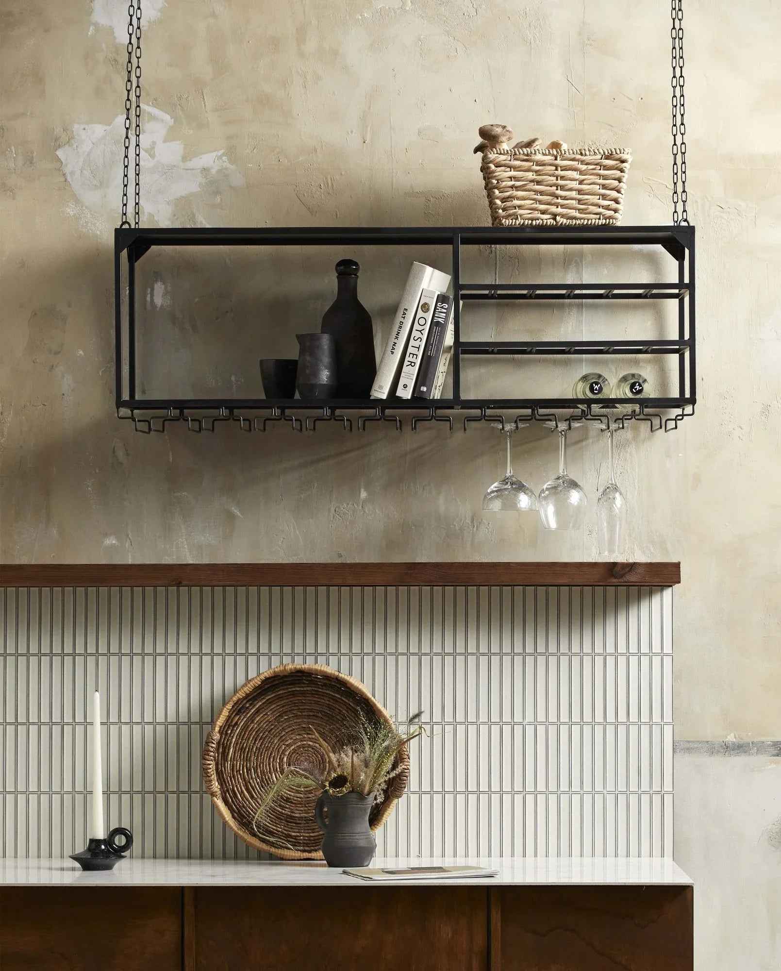 Bambua Loft L scaffale soffitto ferro nero 80 kg
