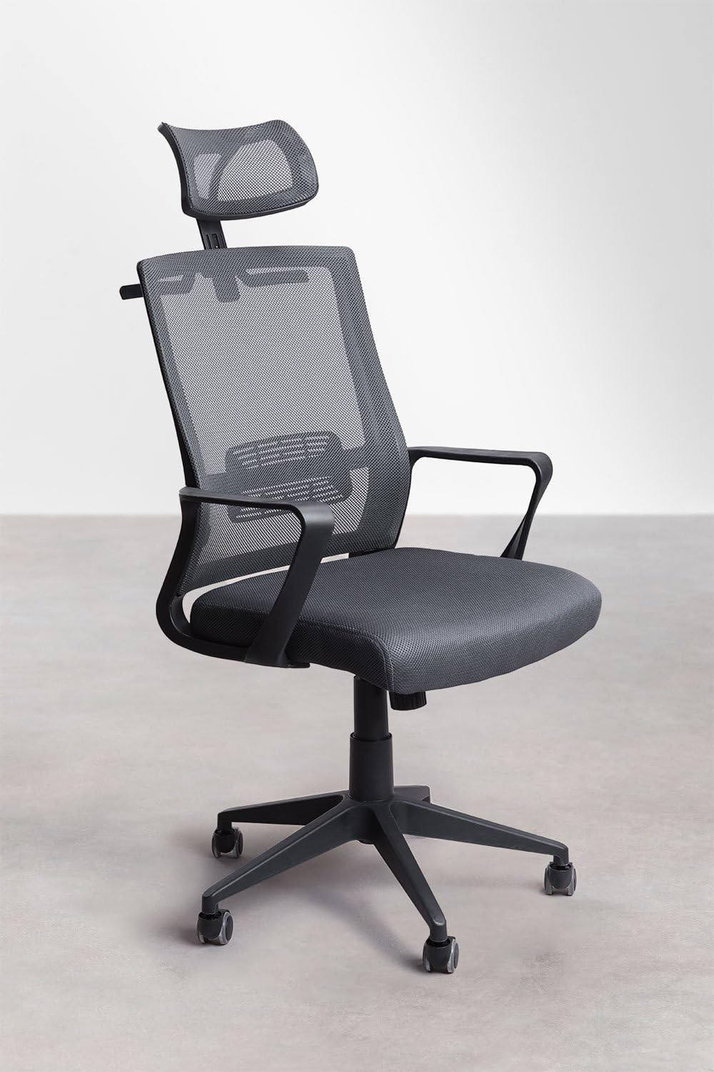 Sklum Teill Black Sedia Ufficio con Ruote Poggiatesta