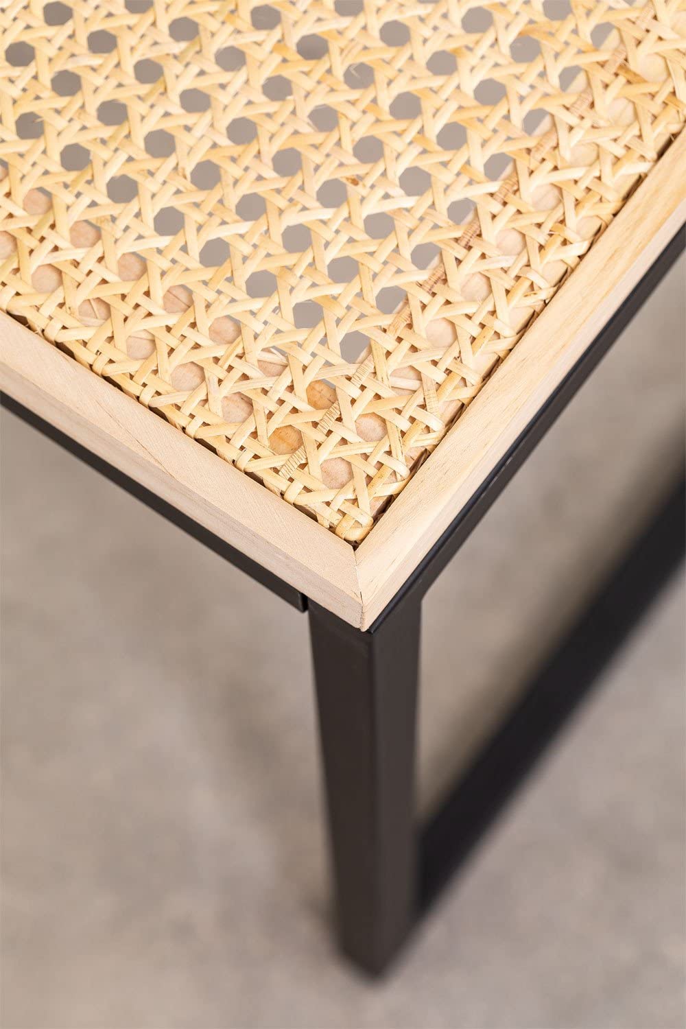 Sklum Daek tavolino rattan e ferro nero 45 cm