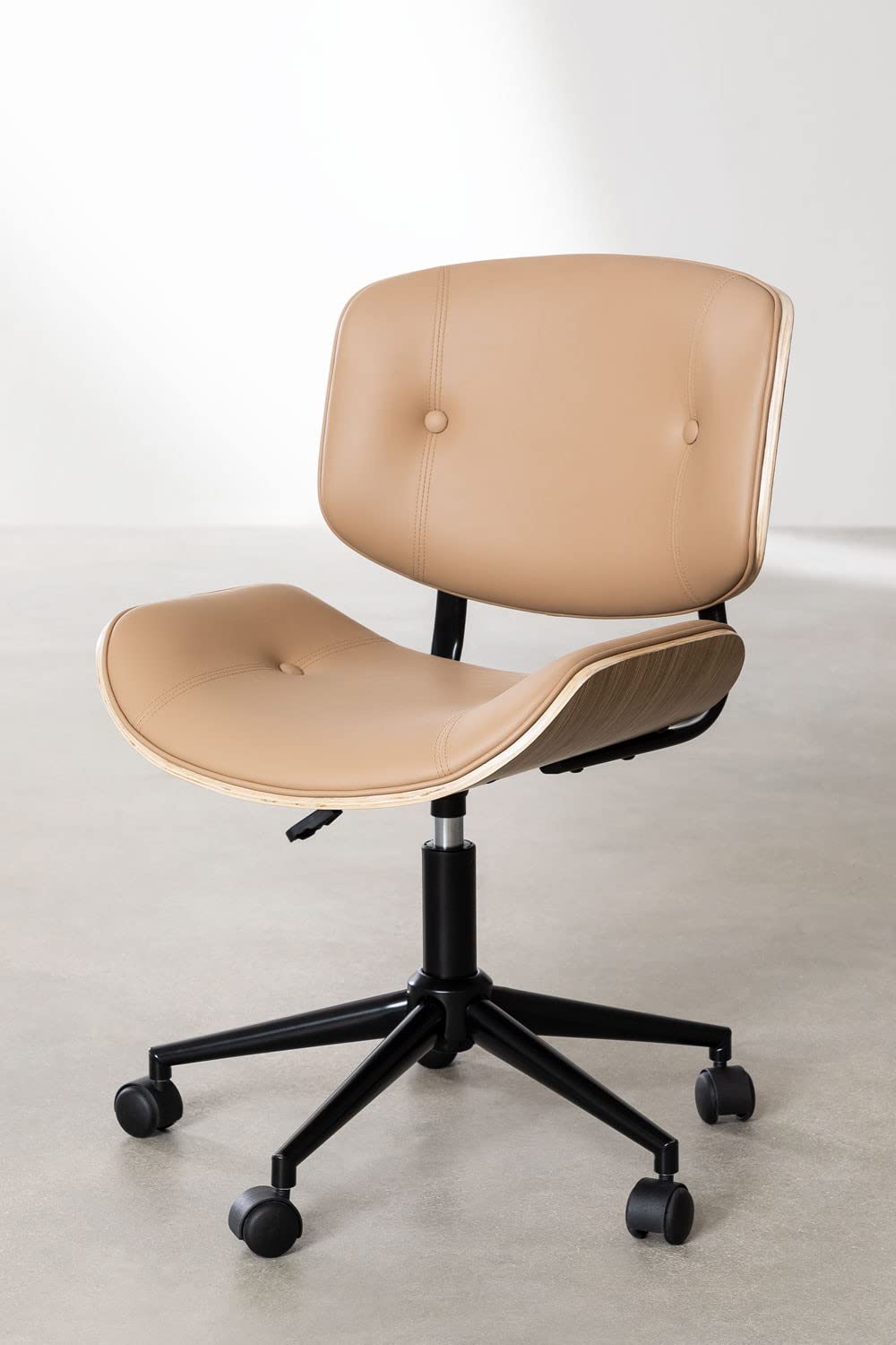 Sklum Amiel sedia ufficio similpelle latte legno naturale