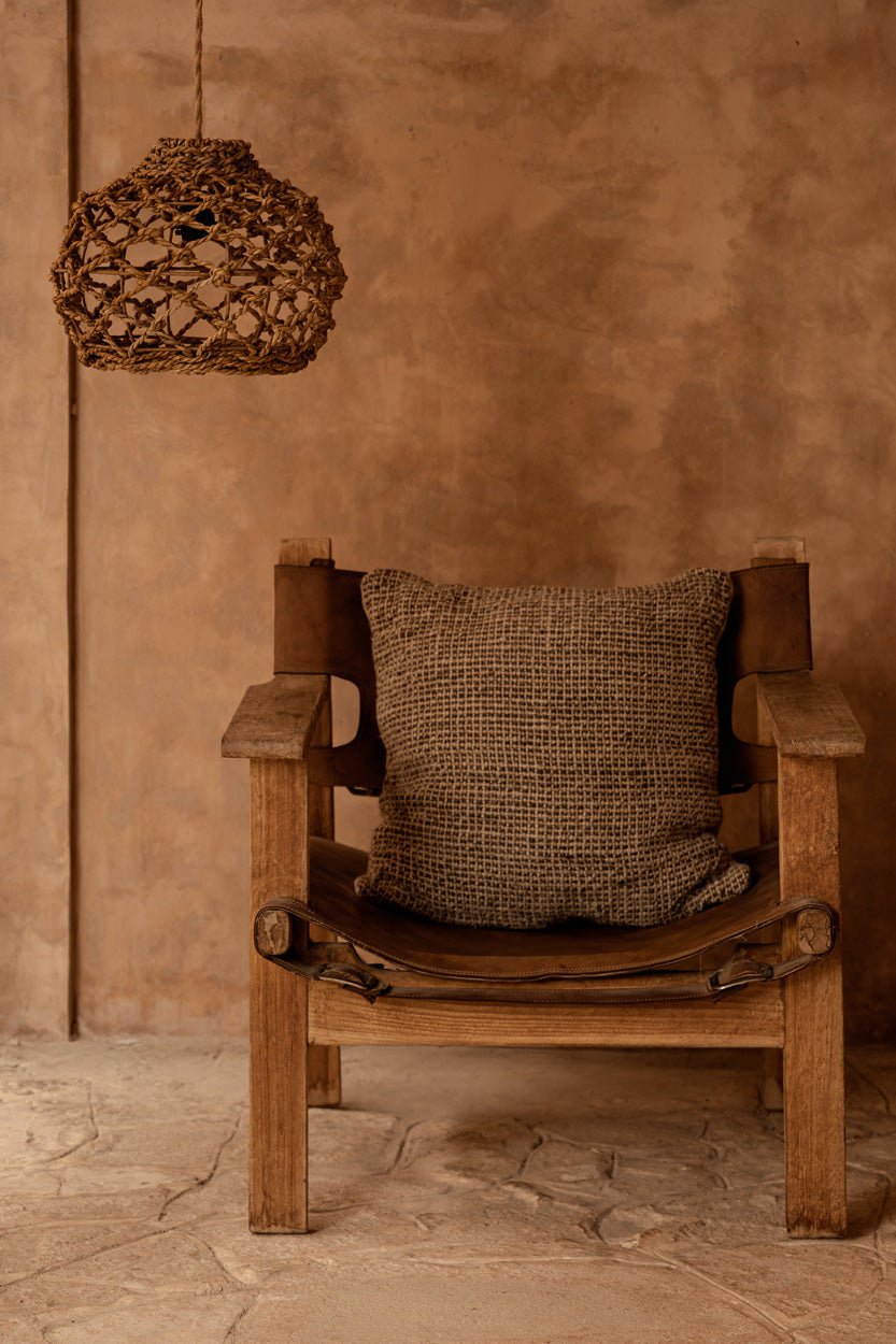 Bambua Linen Grain federa cuscino Natural Black lino