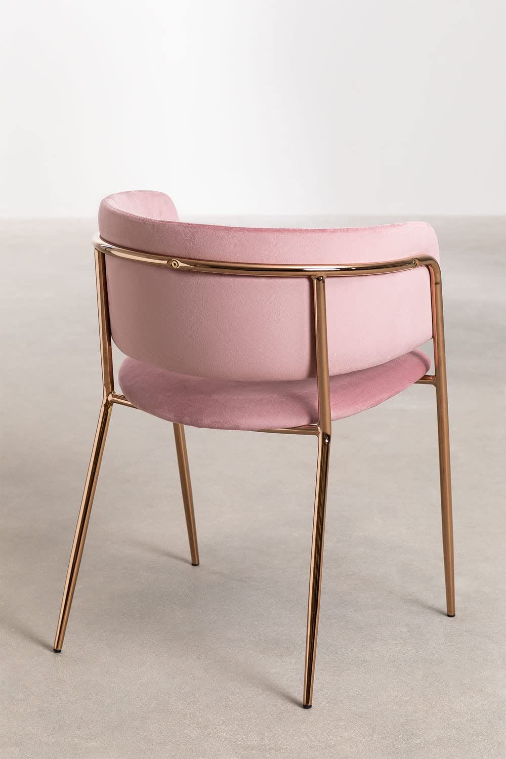 Sklum Nalon Style Sedia da pranzo in velluto rosé gambe oro rosa