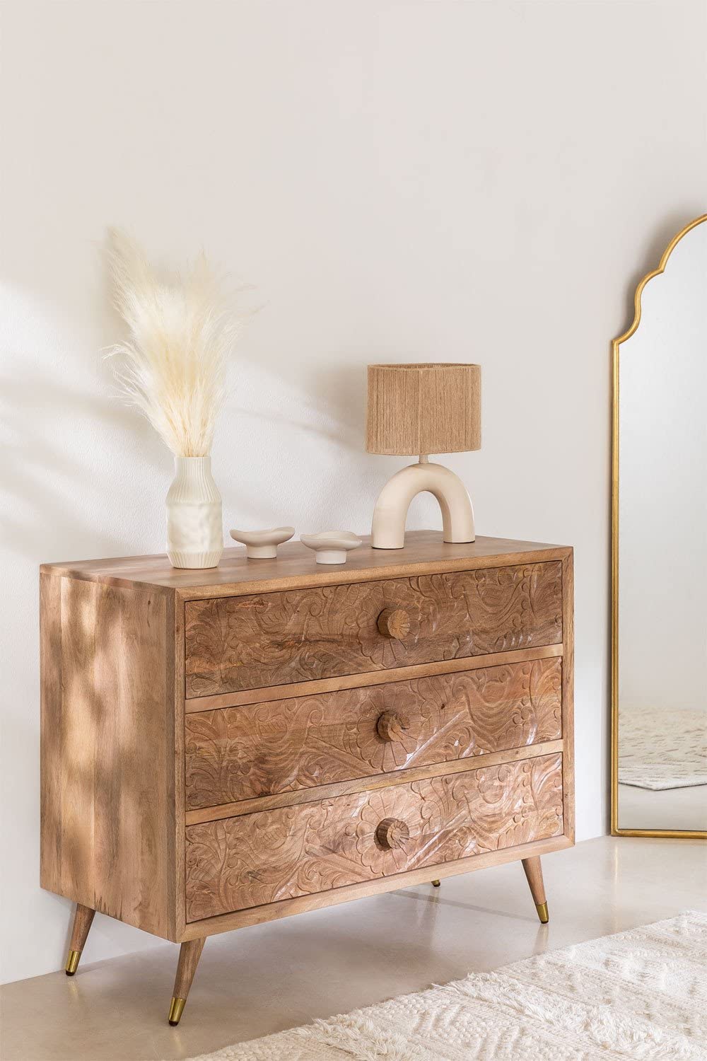 Sklum Benon cassettiera legno mango 3 cassetti