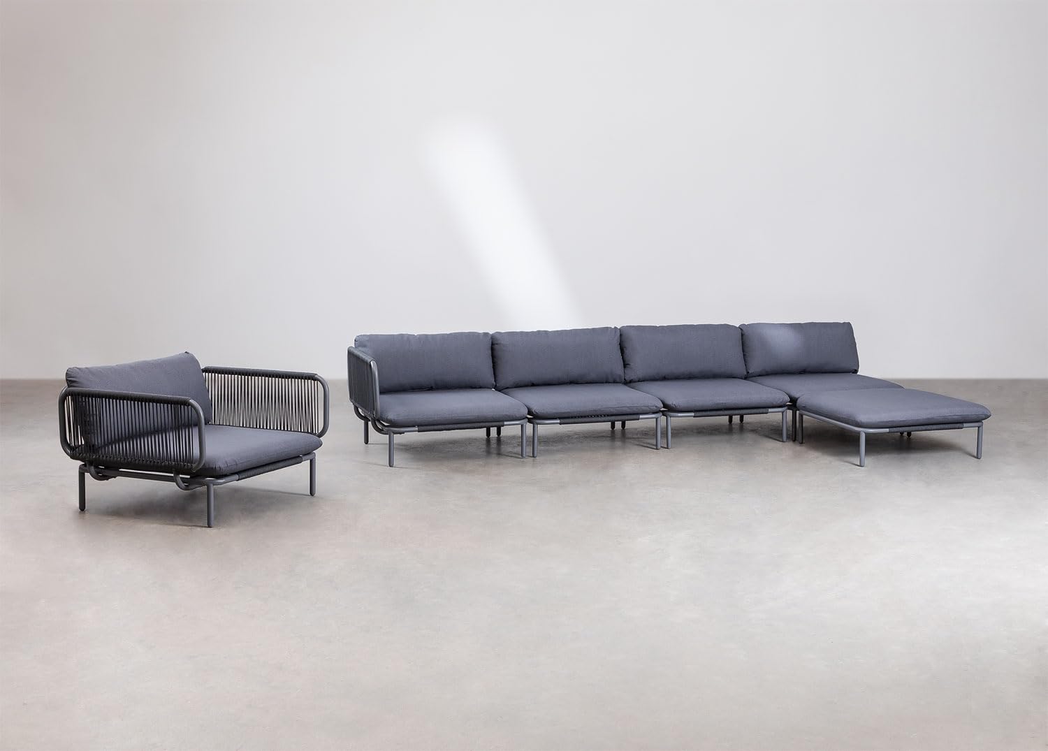 Sklum Roubly Style divano angolare giardino 4 pezzi antracite