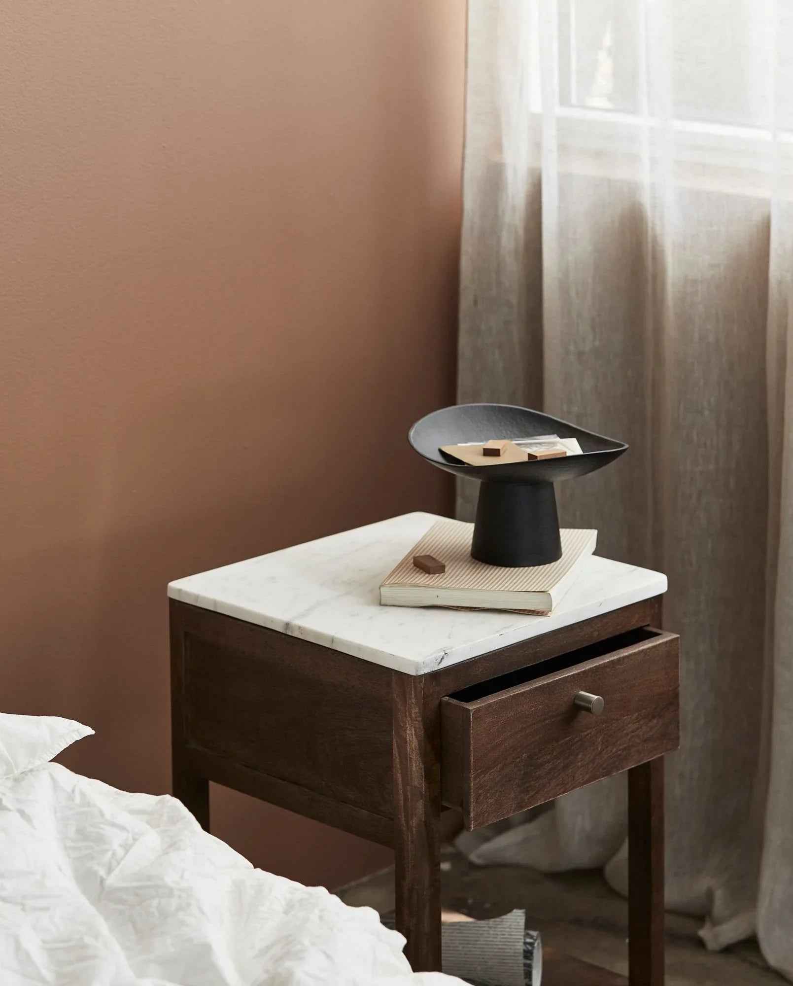 Bambua Bille comodino legno marmo