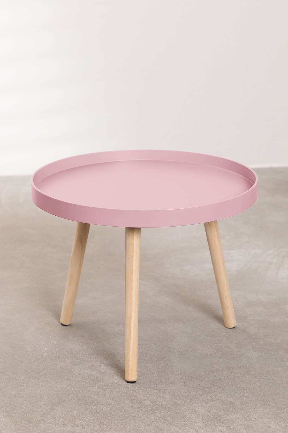 Sklum Sigma tavolino rotondo legno Ø50 rosa nocciola gambe pino