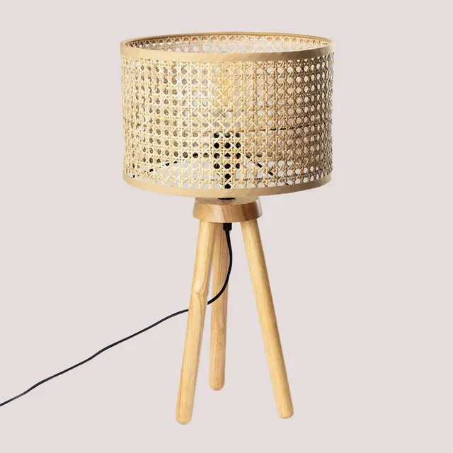 Sklum Serri lampada da tavolo rattan marrone naturale E27