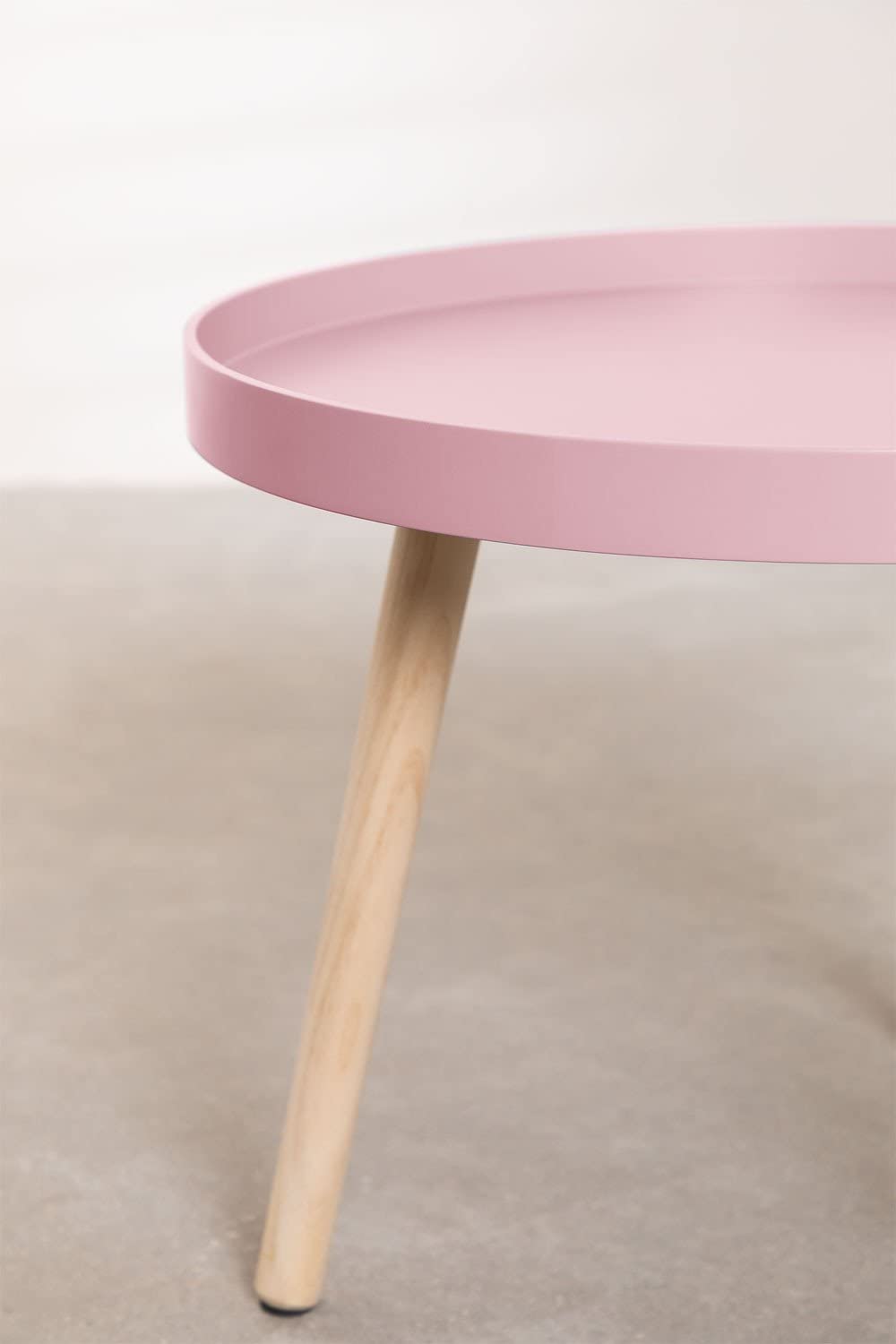 Sklum Sigma tavolino rotondo legno Ø50 rosa nocciola gambe pino