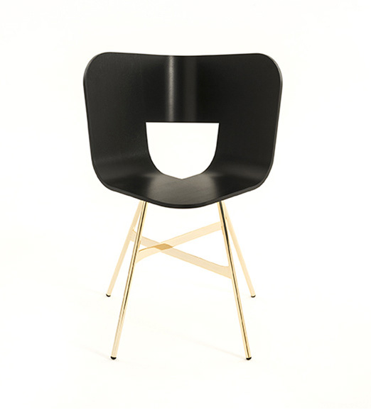 Colé Tria Wood Gold sedia oro base metallo