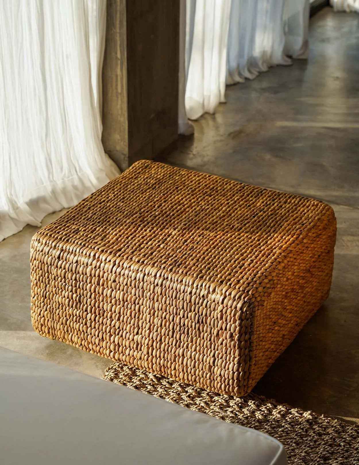 Bambua Hyacinth pouf quadrato naturale M giacinto d’acqua