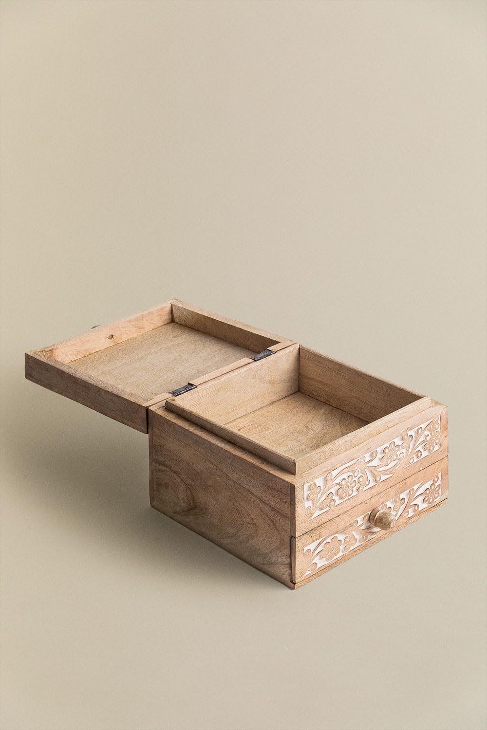 Sklum Gregory portagioie in legno di mango con cassetto