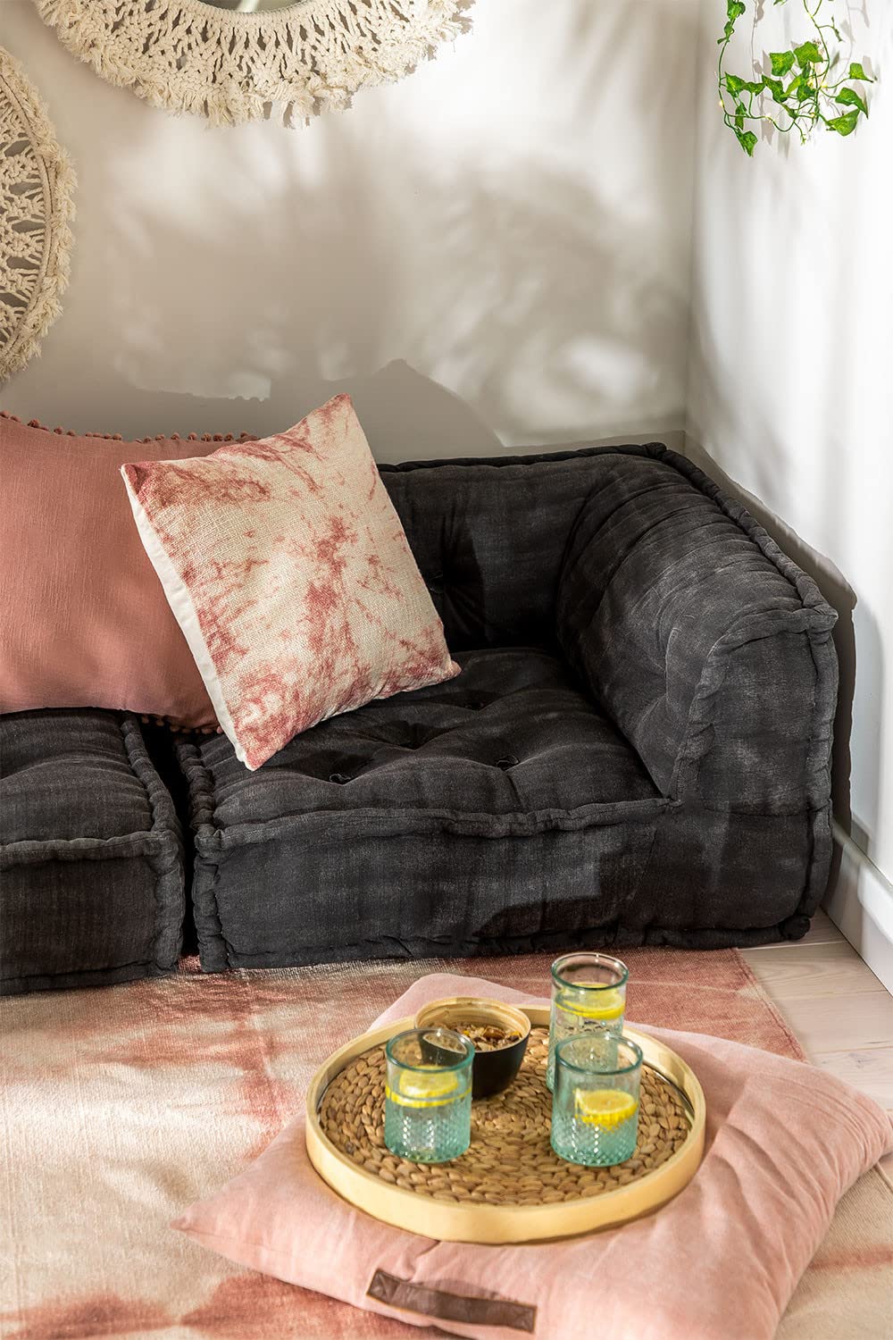 Sklum Dhel pouf modulare 83x83 cm cotone grafite