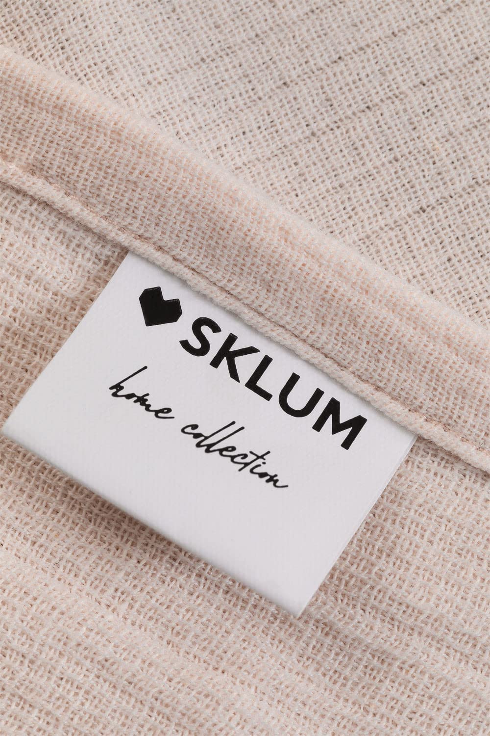 Sklum Isbe Plaid in Cotone Beige Crema 135x221 cm