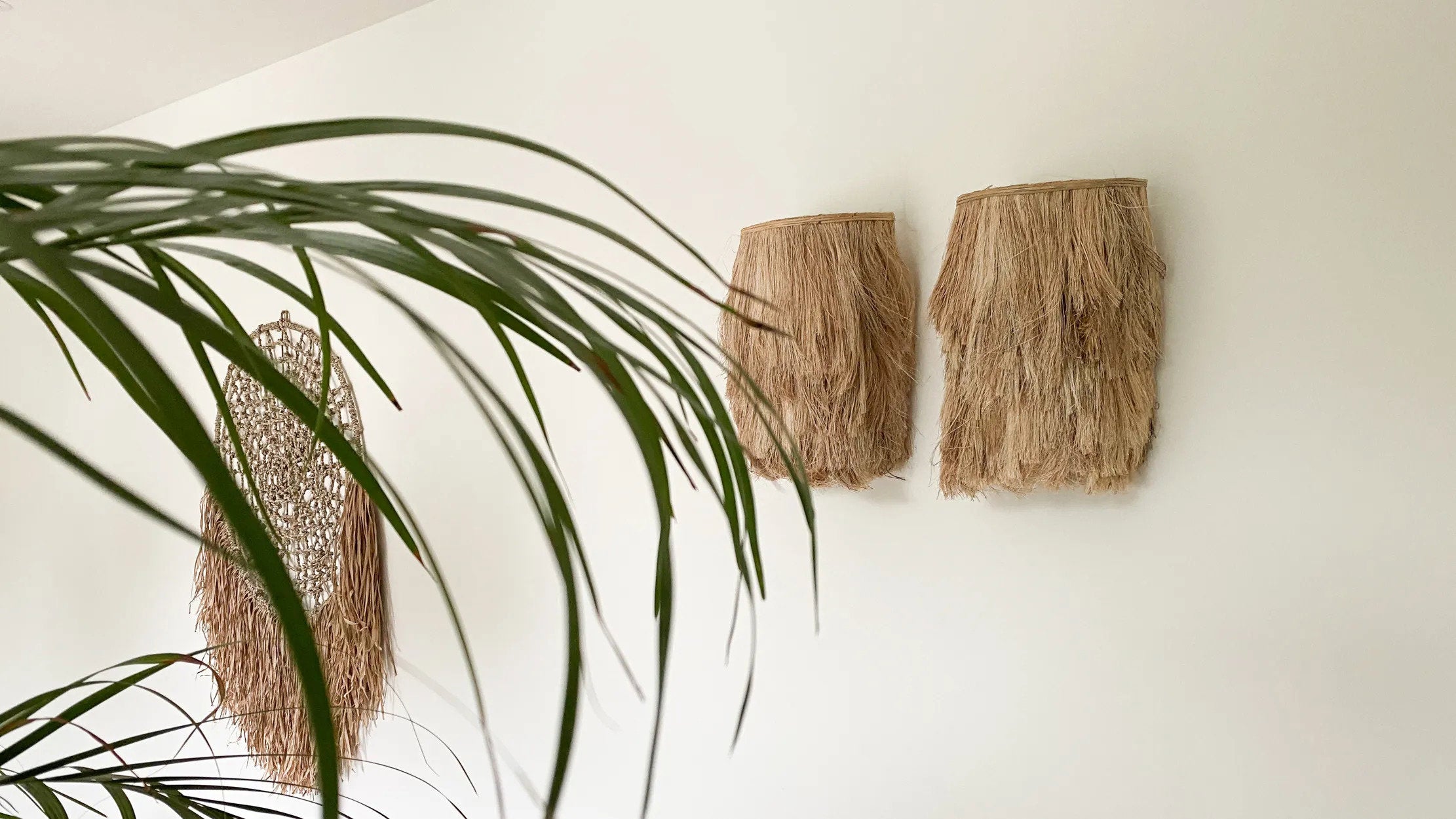 Bambua Abaca Wall Applique lampada da parete naturale S in abaca