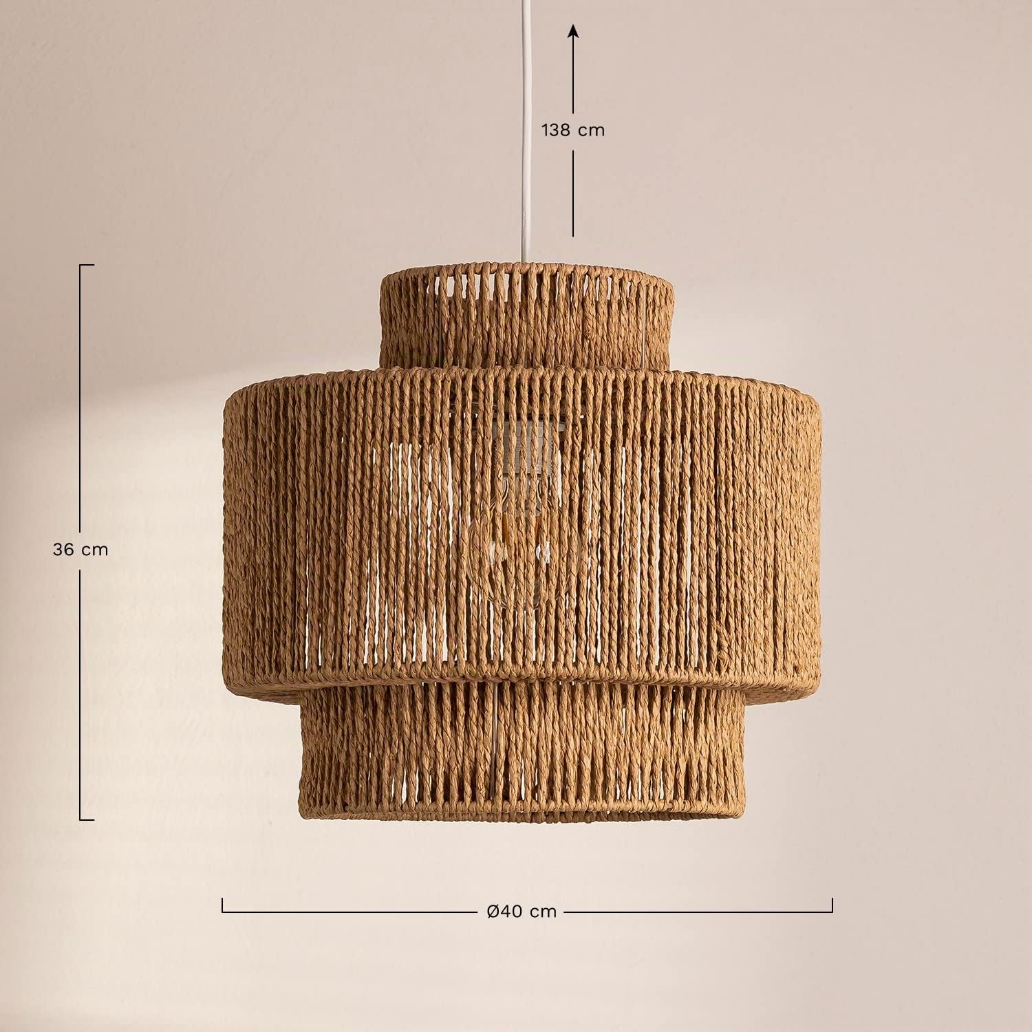 Sklum Kena lampada a sospensione carta Ø40 cm rattan